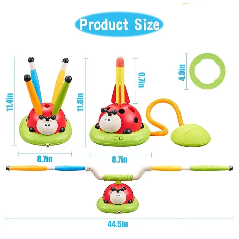 Ladybug Sport Entertainment Game Toy Multifunction Rope Skipping Machine Ferrule Jump Rocket Launcher Outdoor Educational - Image 2