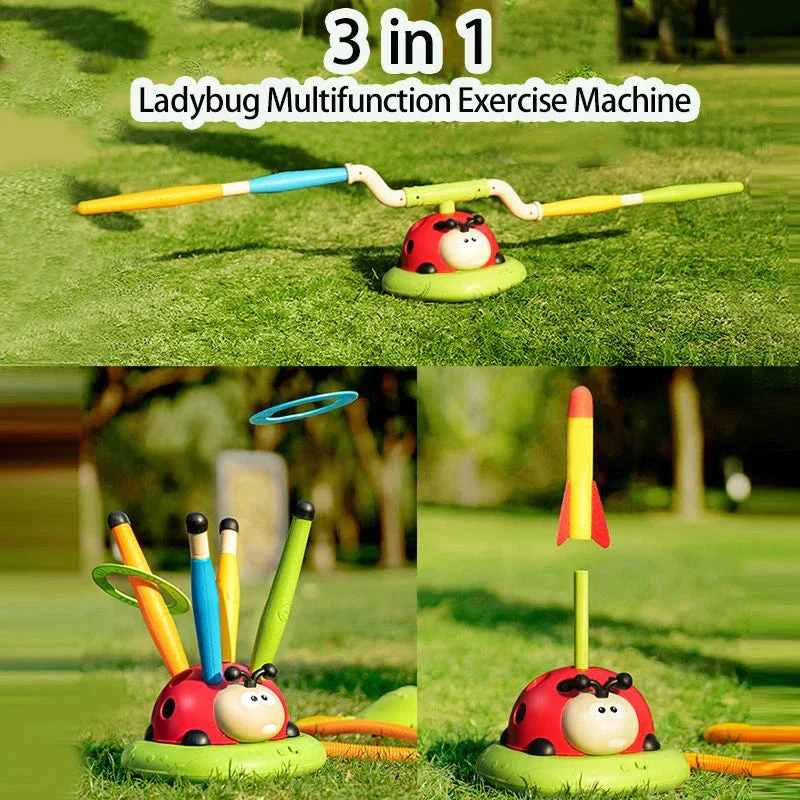 Ladybug Sport Entertainment Game Toy Multifunction Rope Skipping Machine Ferrule Jump Rocket Launcher Outdoor Educational - Image 3