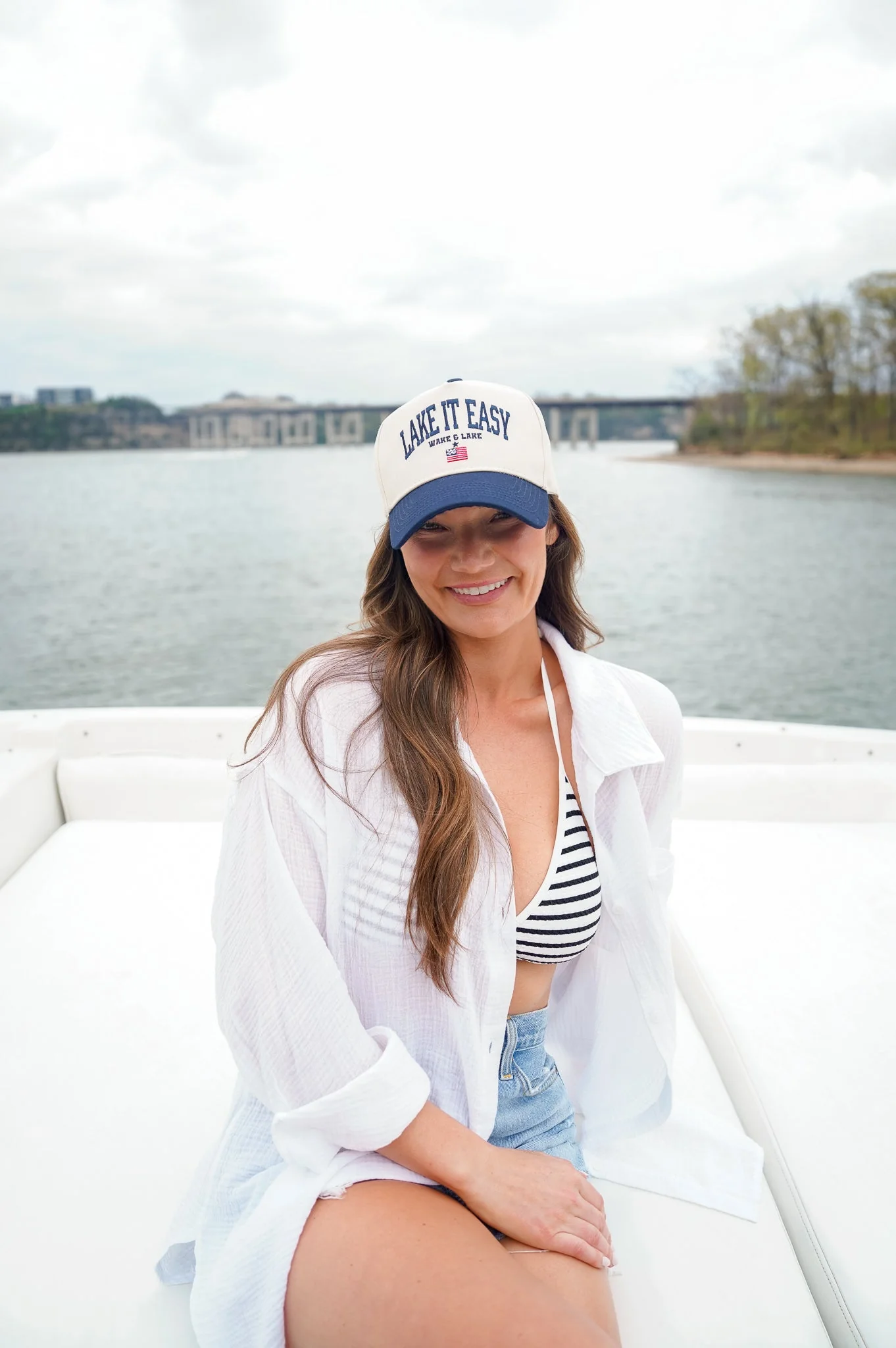 Lake it Easy - Navy Vintage Trucker Hat - Image 2