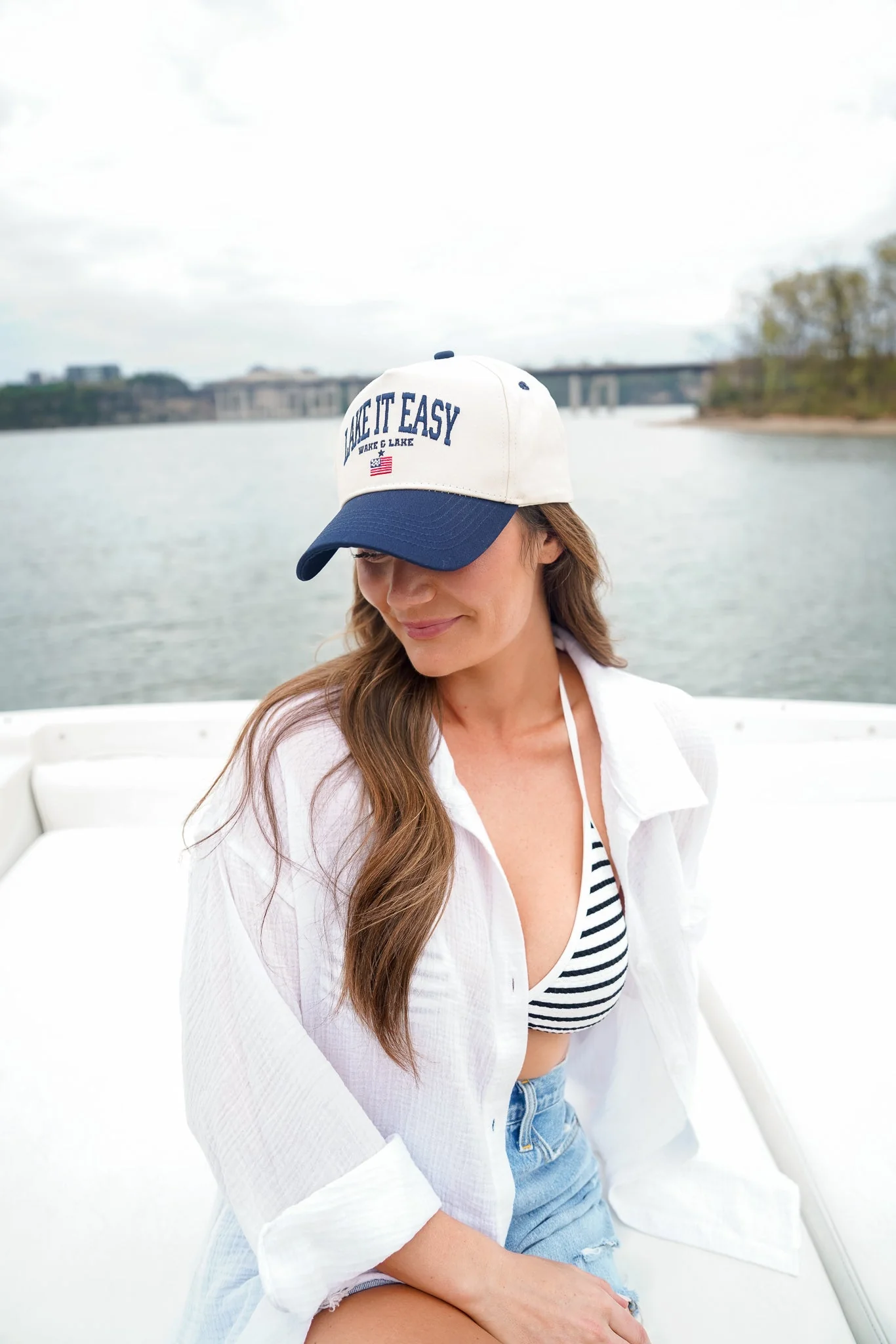 Lake it Easy - Navy Vintage Trucker Hat - Image 4