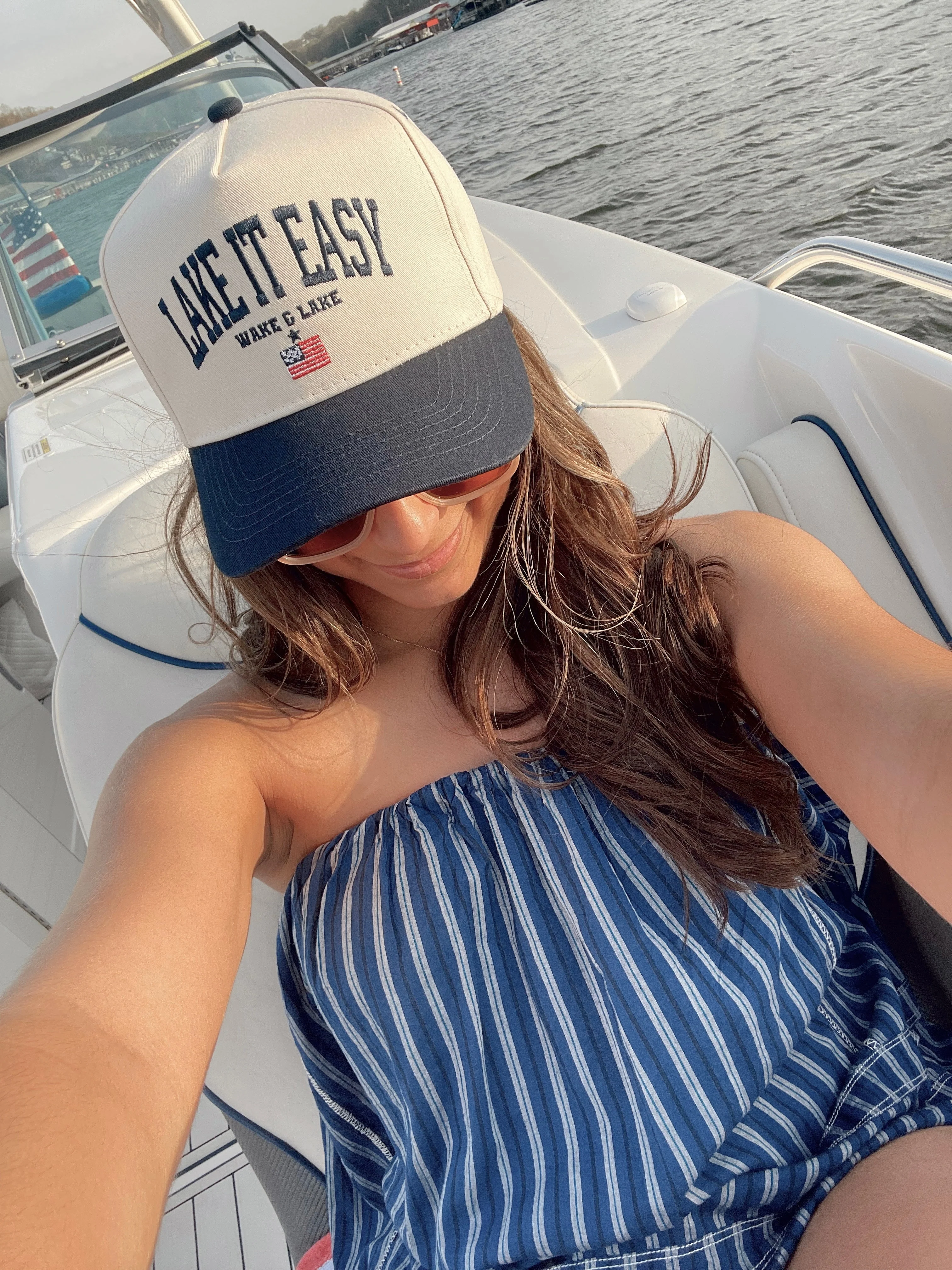 Lake it Easy - Navy Vintage Trucker Hat - Image 5