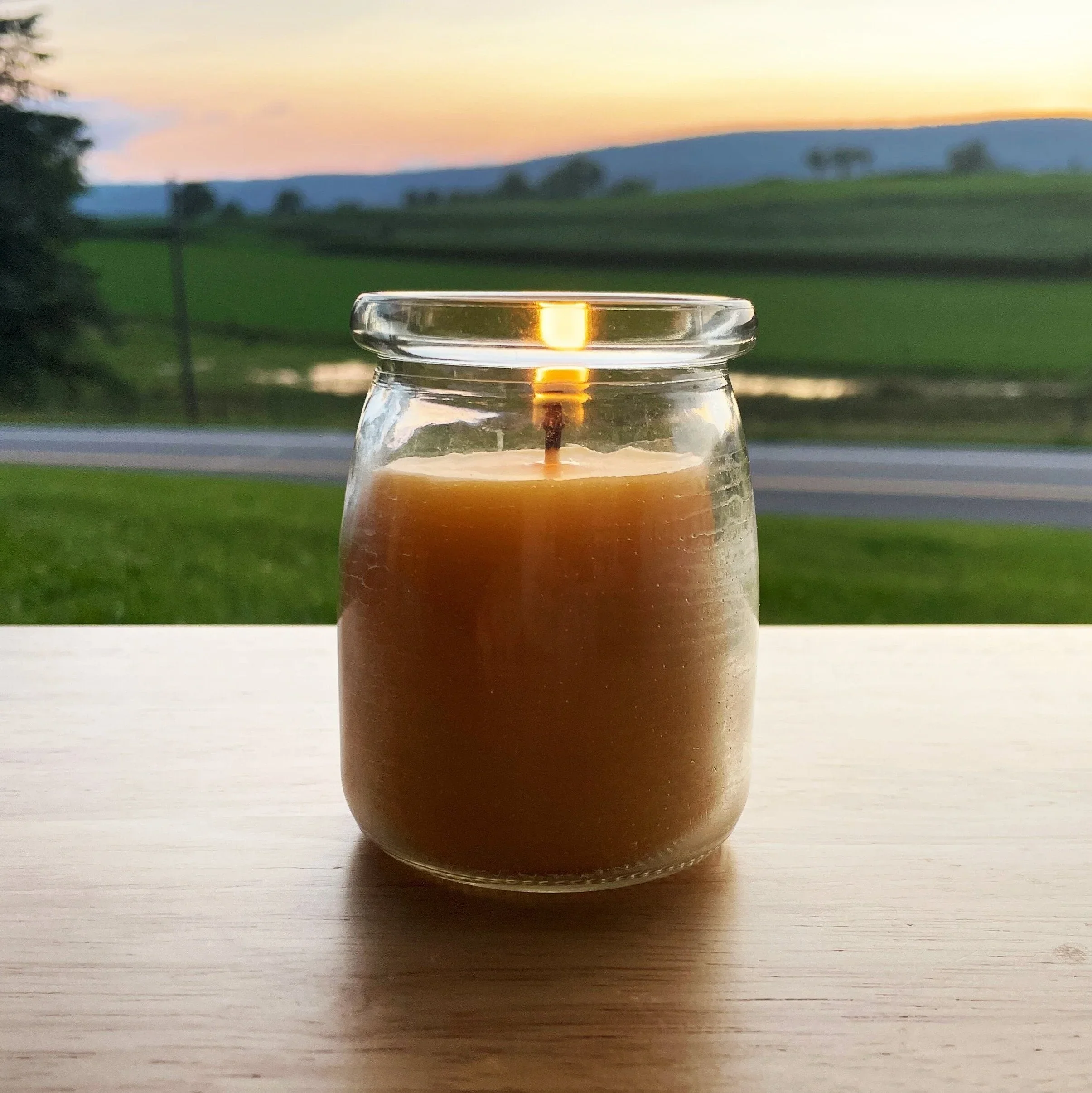 Large Cork Top Glass Jar Beeswax Candle - Image 2