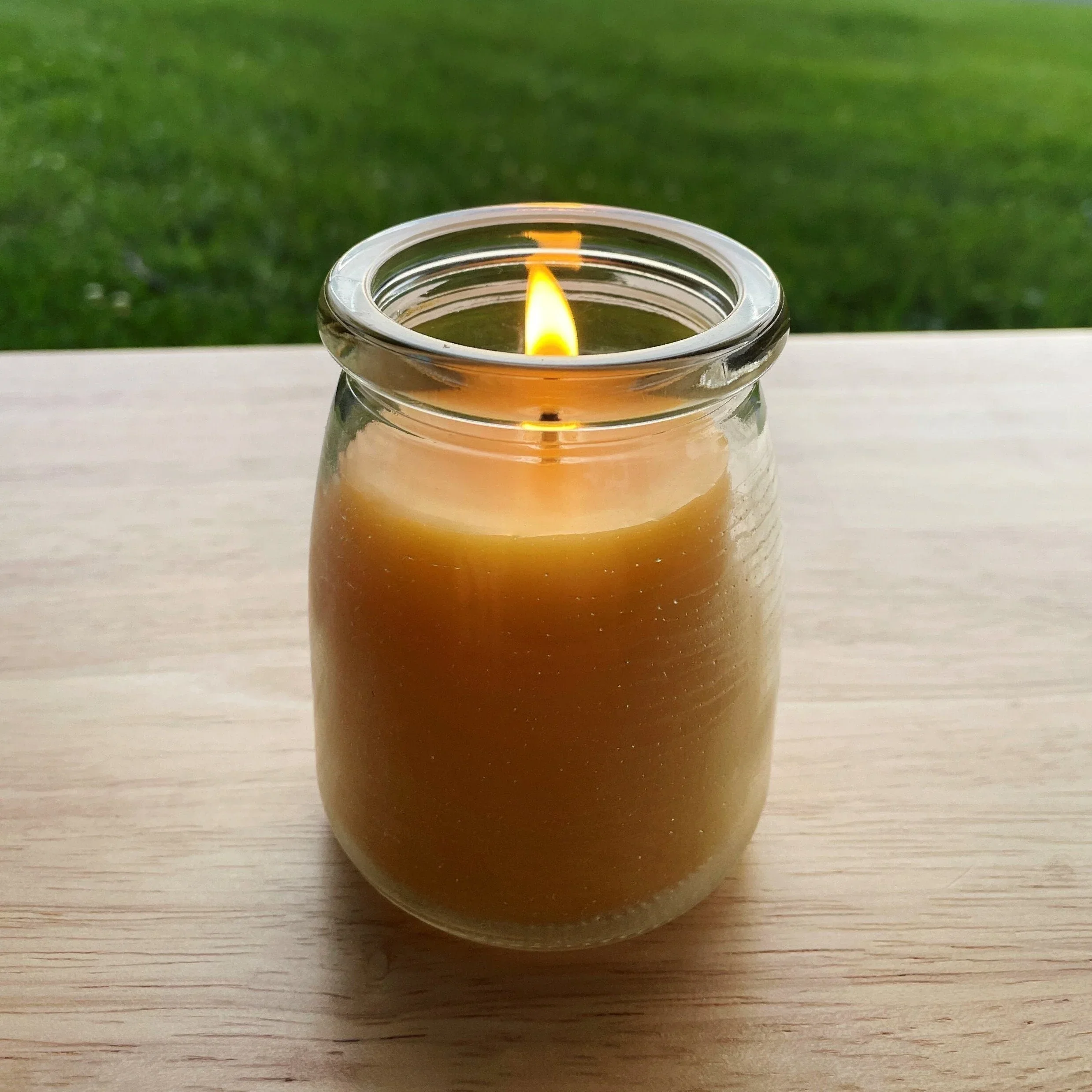 Large Cork Top Glass Jar Beeswax Candle - Image 3