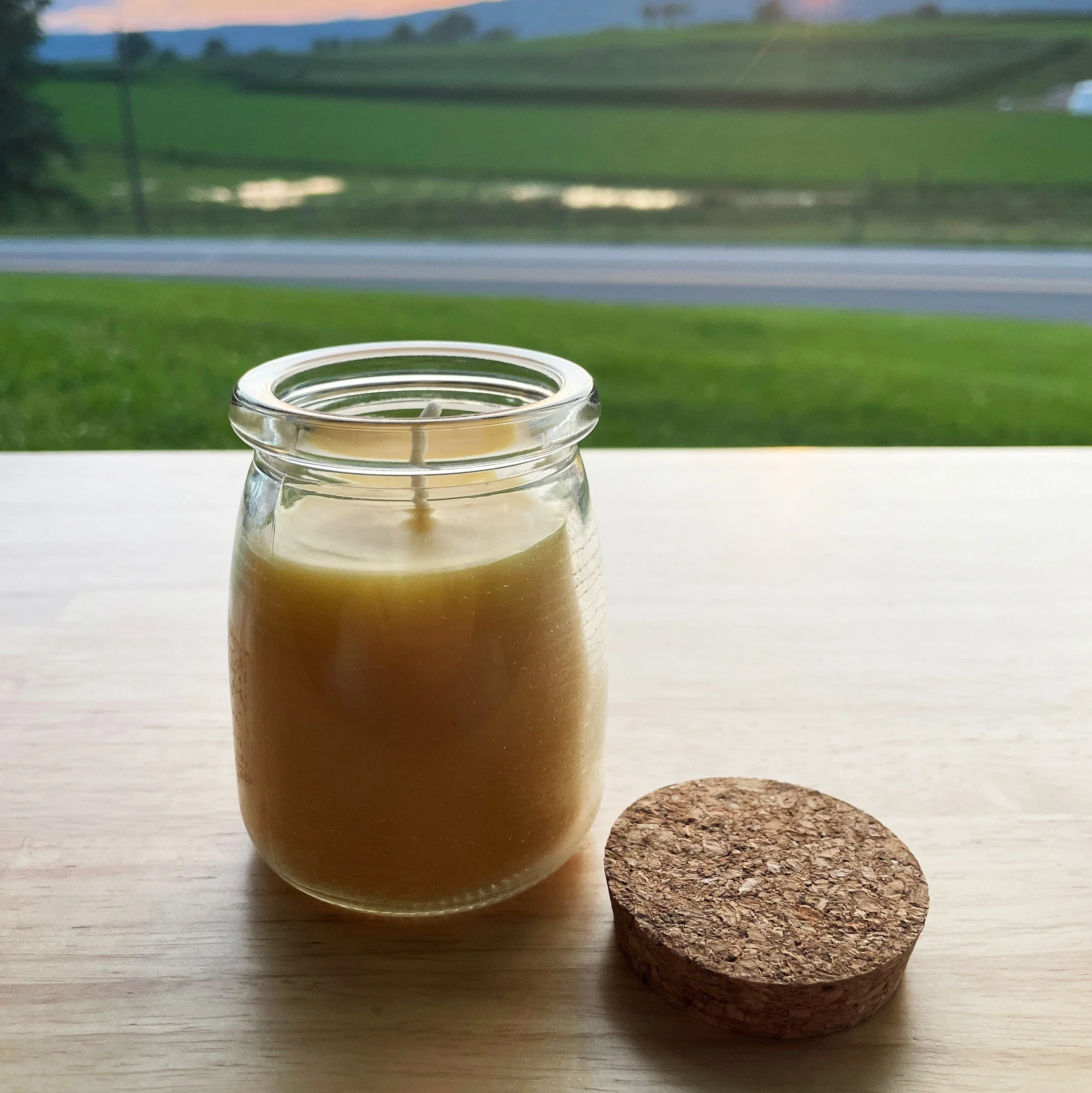 Large Cork Top Glass Jar Beeswax Candle - Image 6