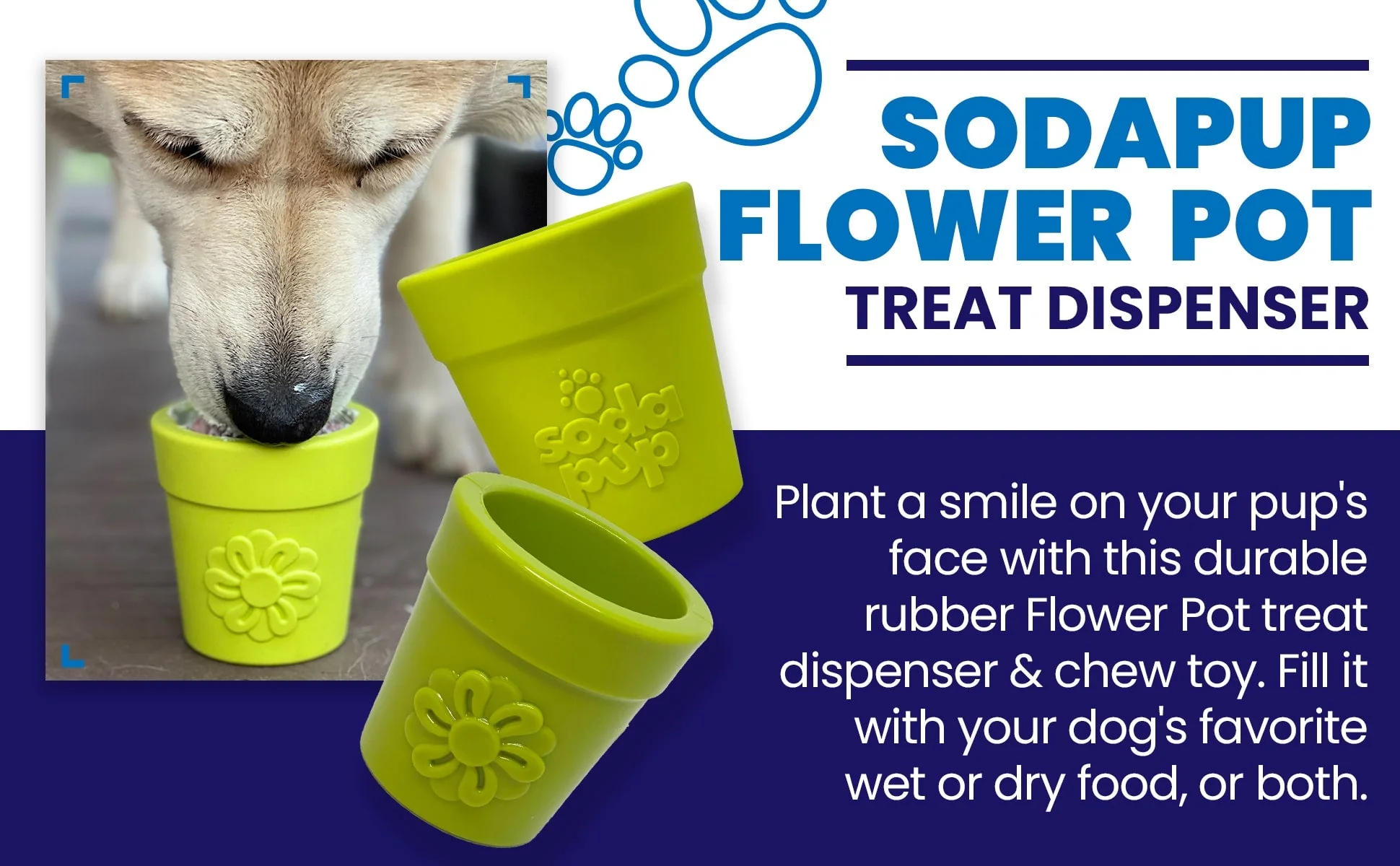 Large Flower Pot eCup Dog Treat Dispenser | Durable USA-Made Enrichment Toy | SodaPup - Image 13