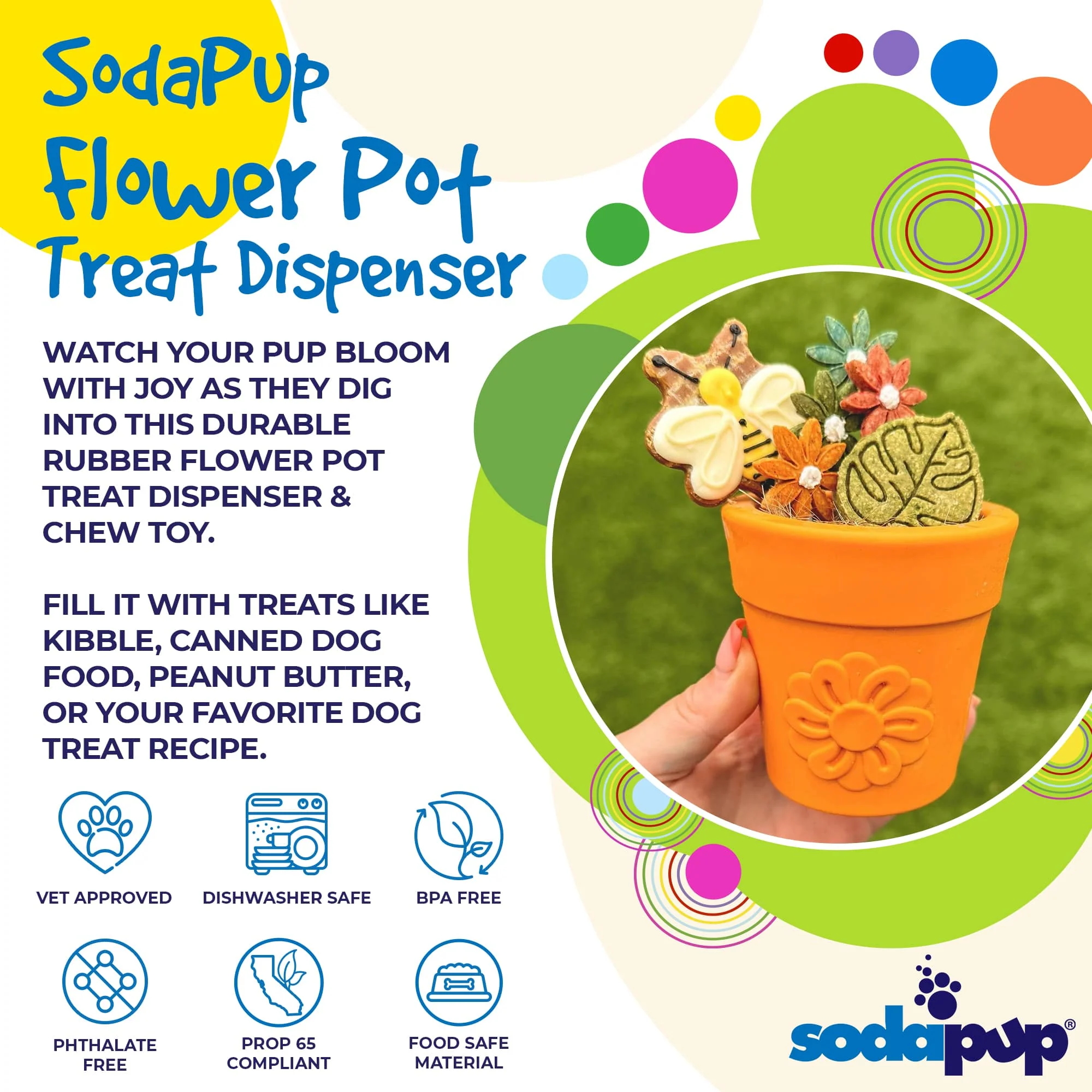 Large Flower Pot eCup Dog Treat Dispenser | Durable USA-Made Enrichment Toy | SodaPup - Image 5