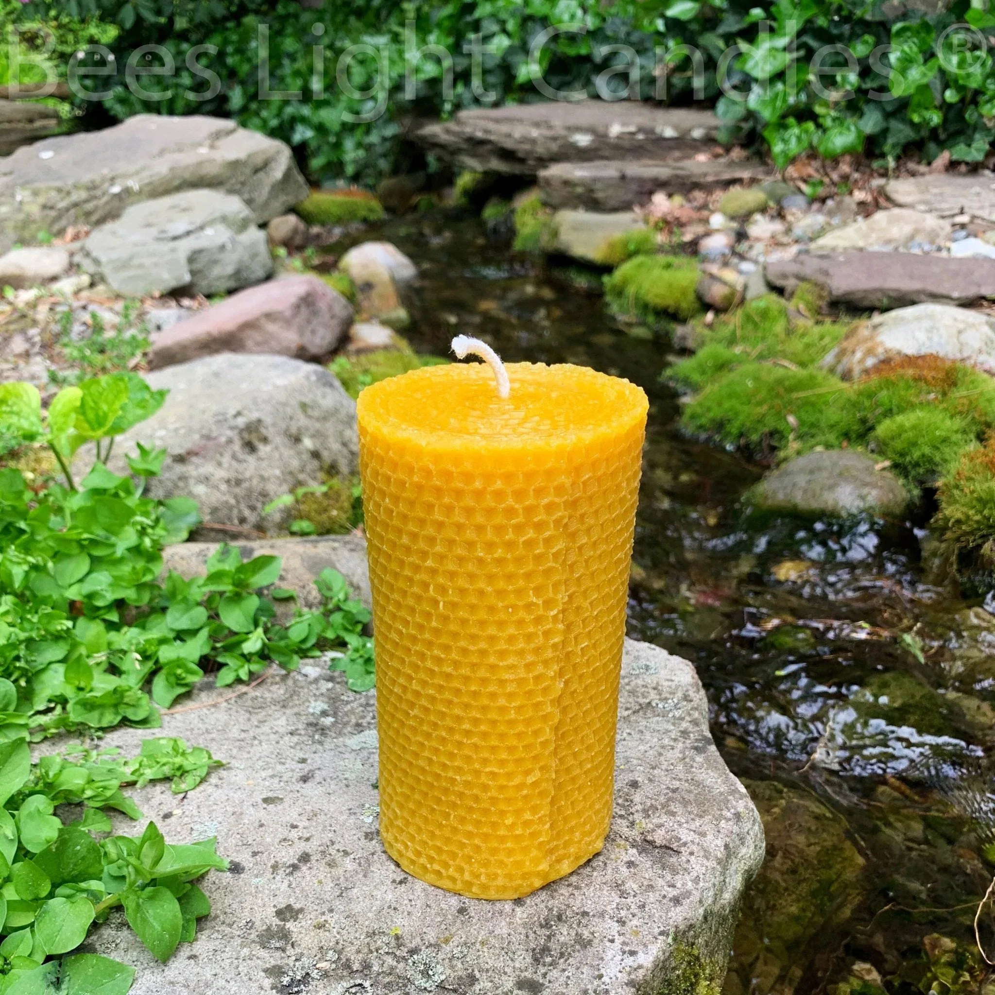 Large Honeycomb Beeswax Pillar Candle - Image 3
