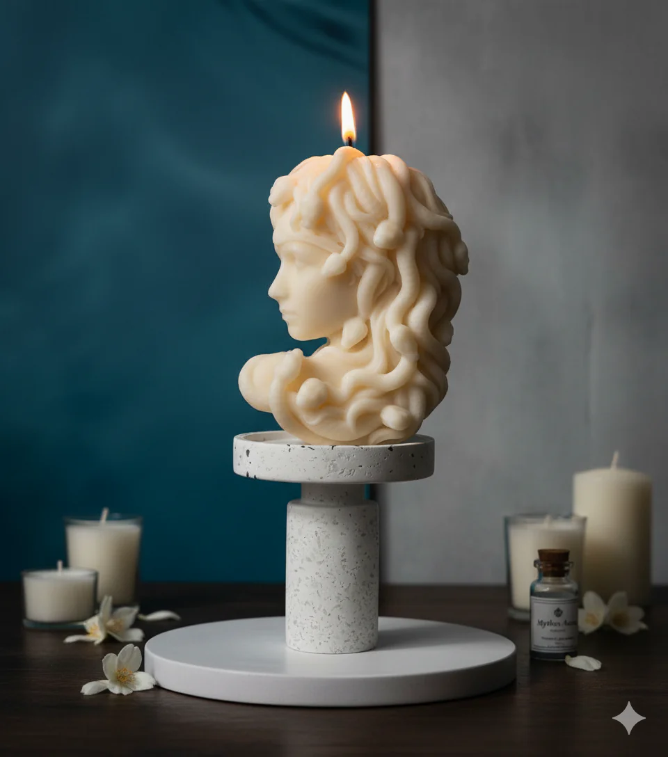 Large Medusa Candle | Sculptural Greek Mythology Art
