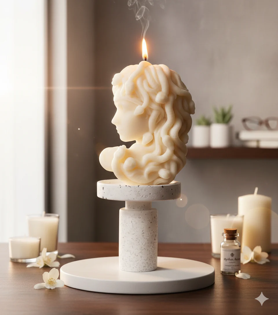 Large Medusa Candle | Sculptural Greek Mythology Art - Image 2