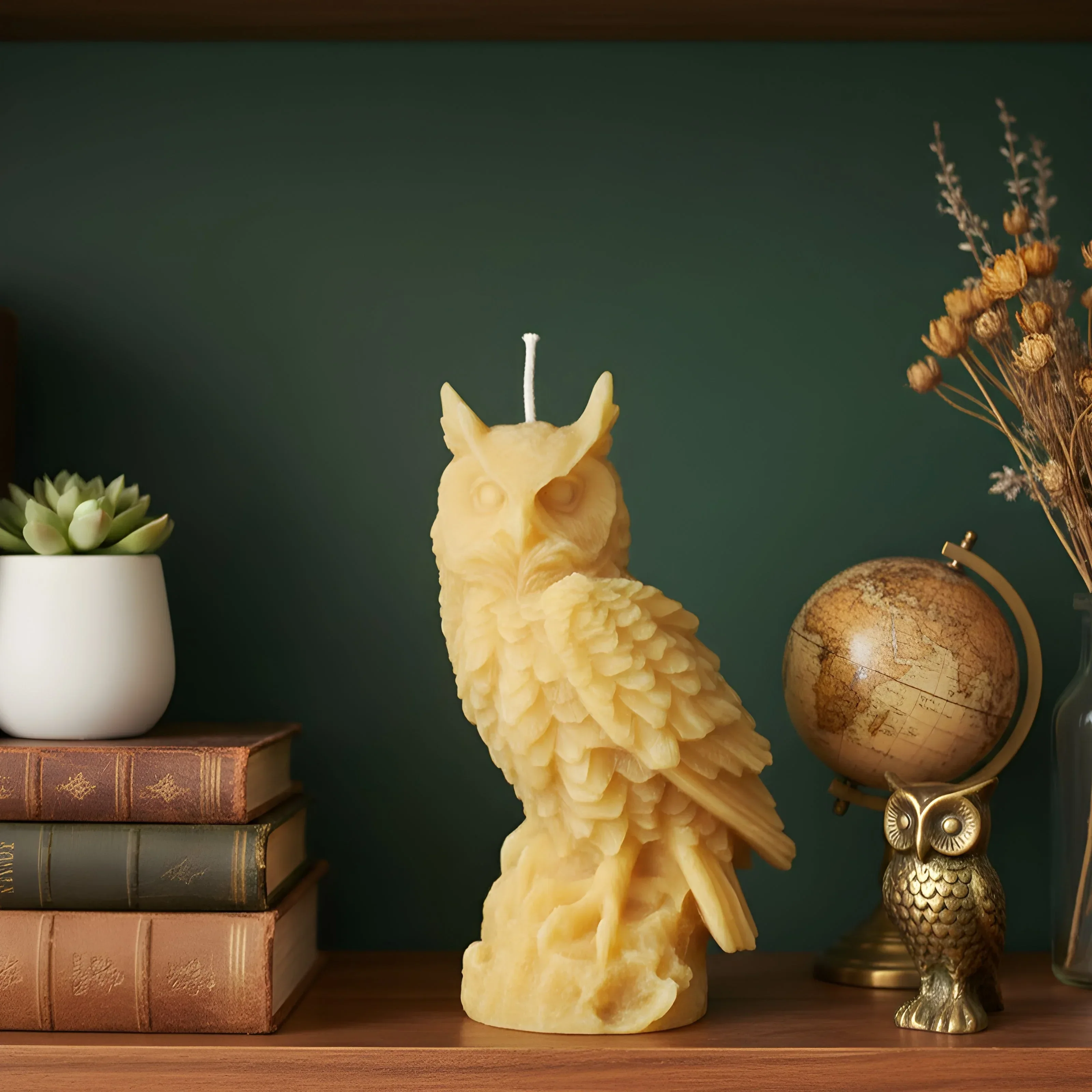 Large Owl Beeswax Candle - Image 2