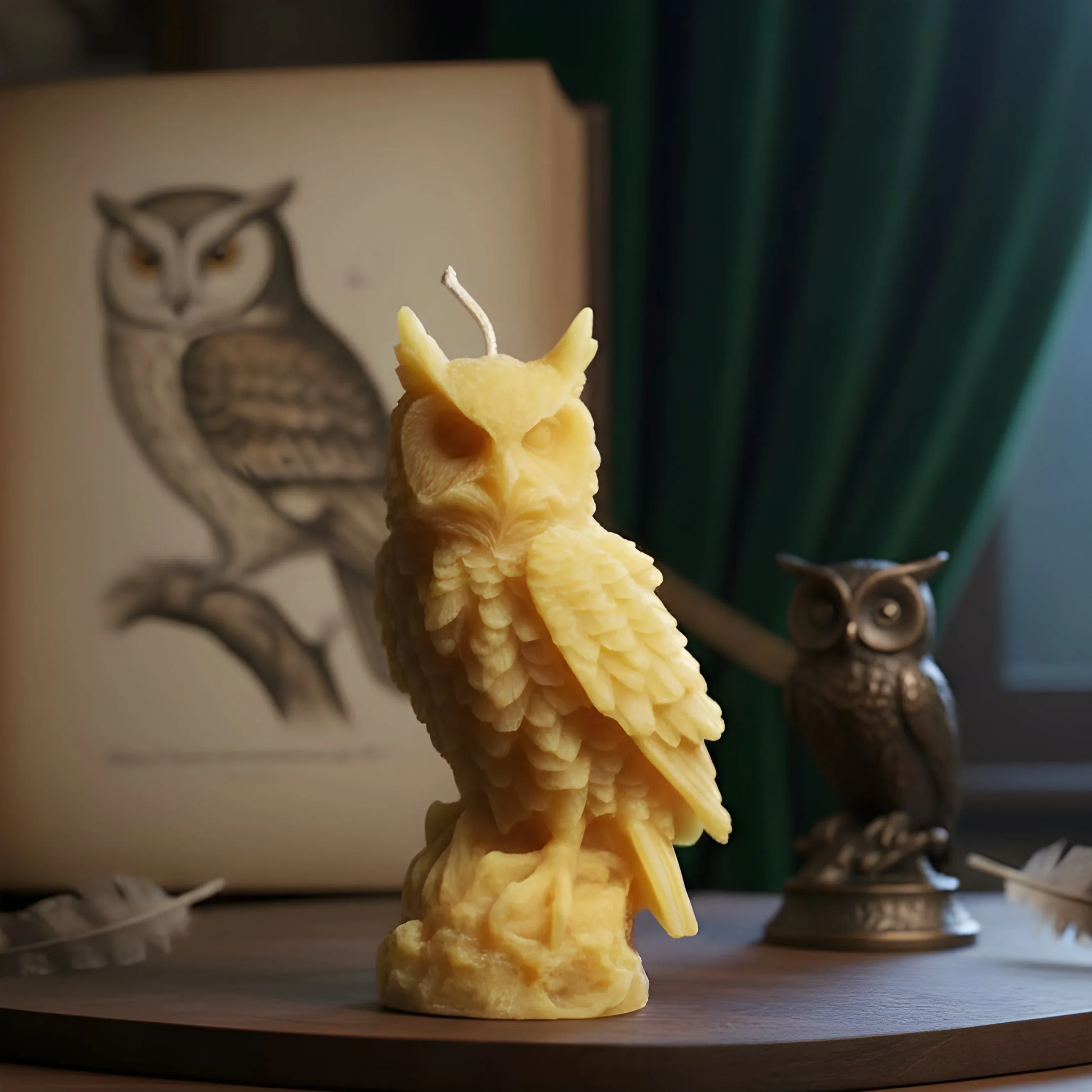 Large Owl Beeswax Candle - Image 3