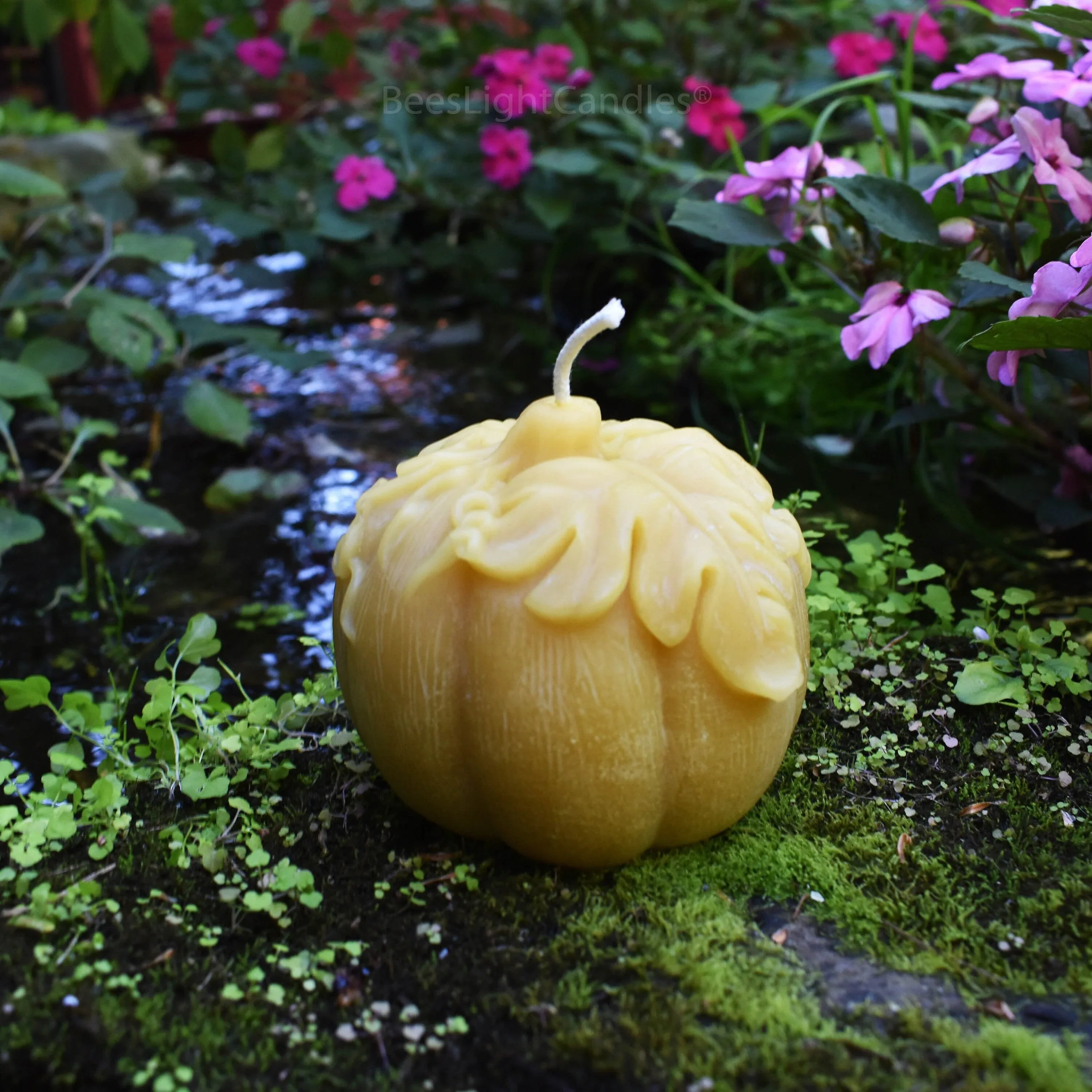 Large Pumpkin Beeswax Candle - Image 2