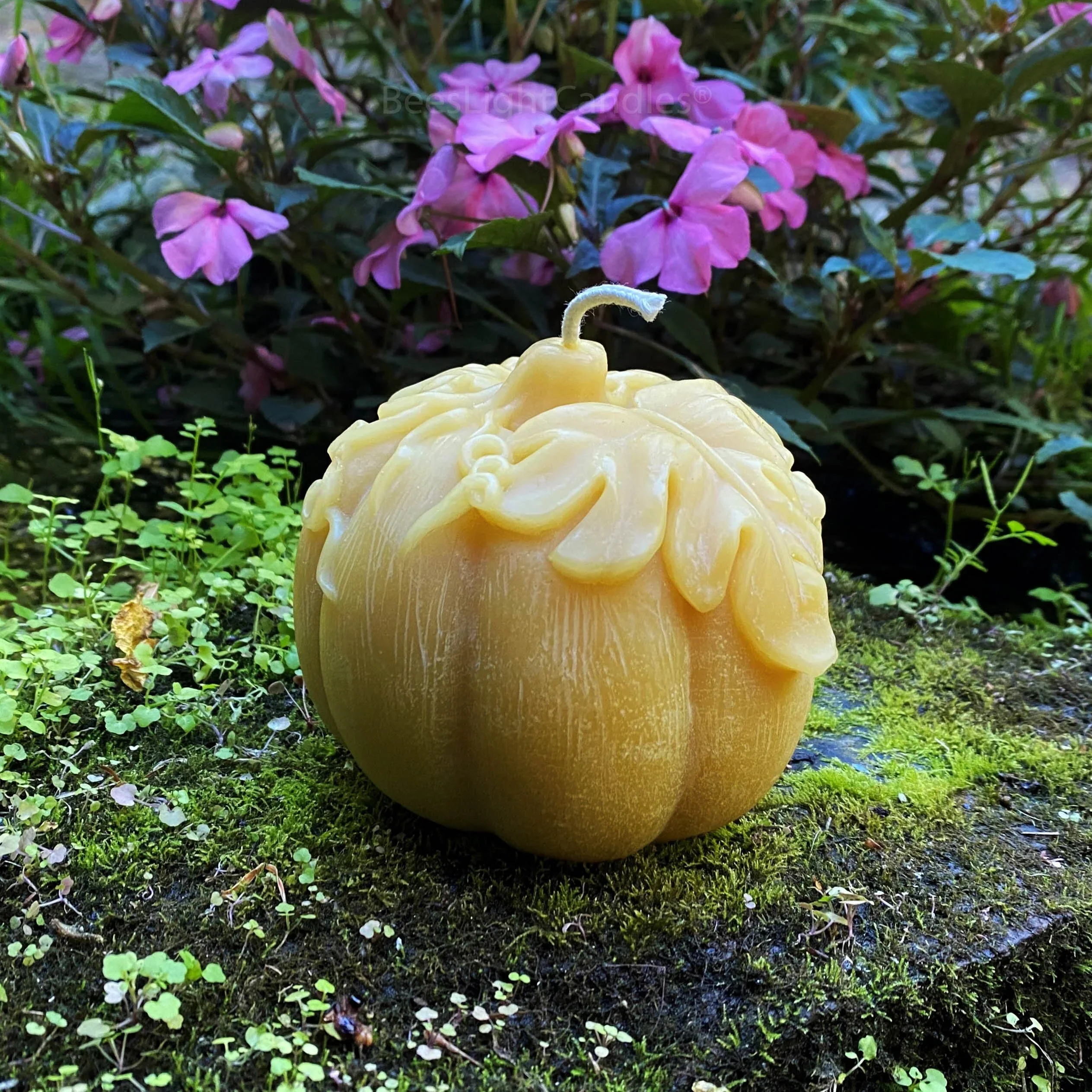 Large Pumpkin Beeswax Candle - Image 4