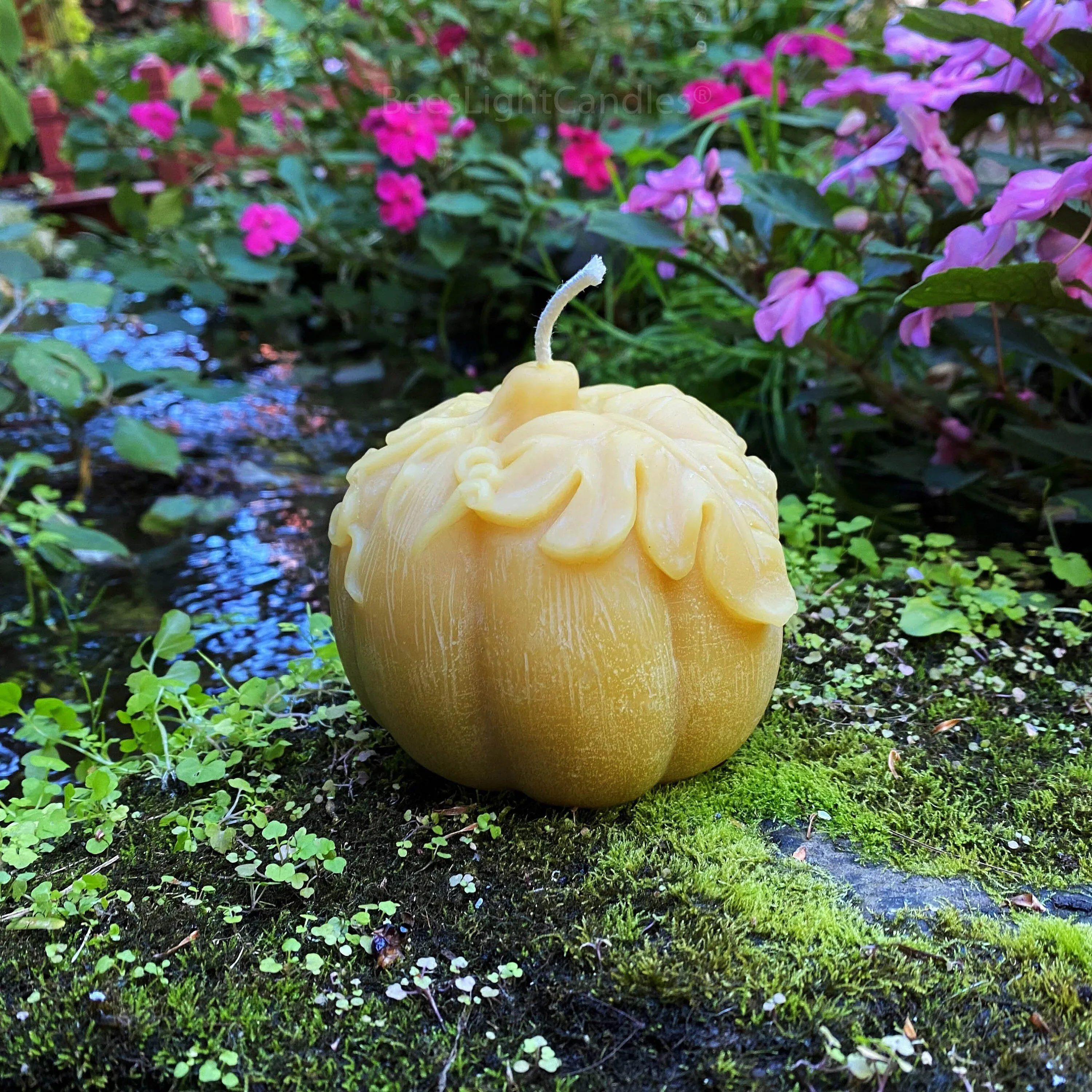 Large Pumpkin Beeswax Candle - Image 6