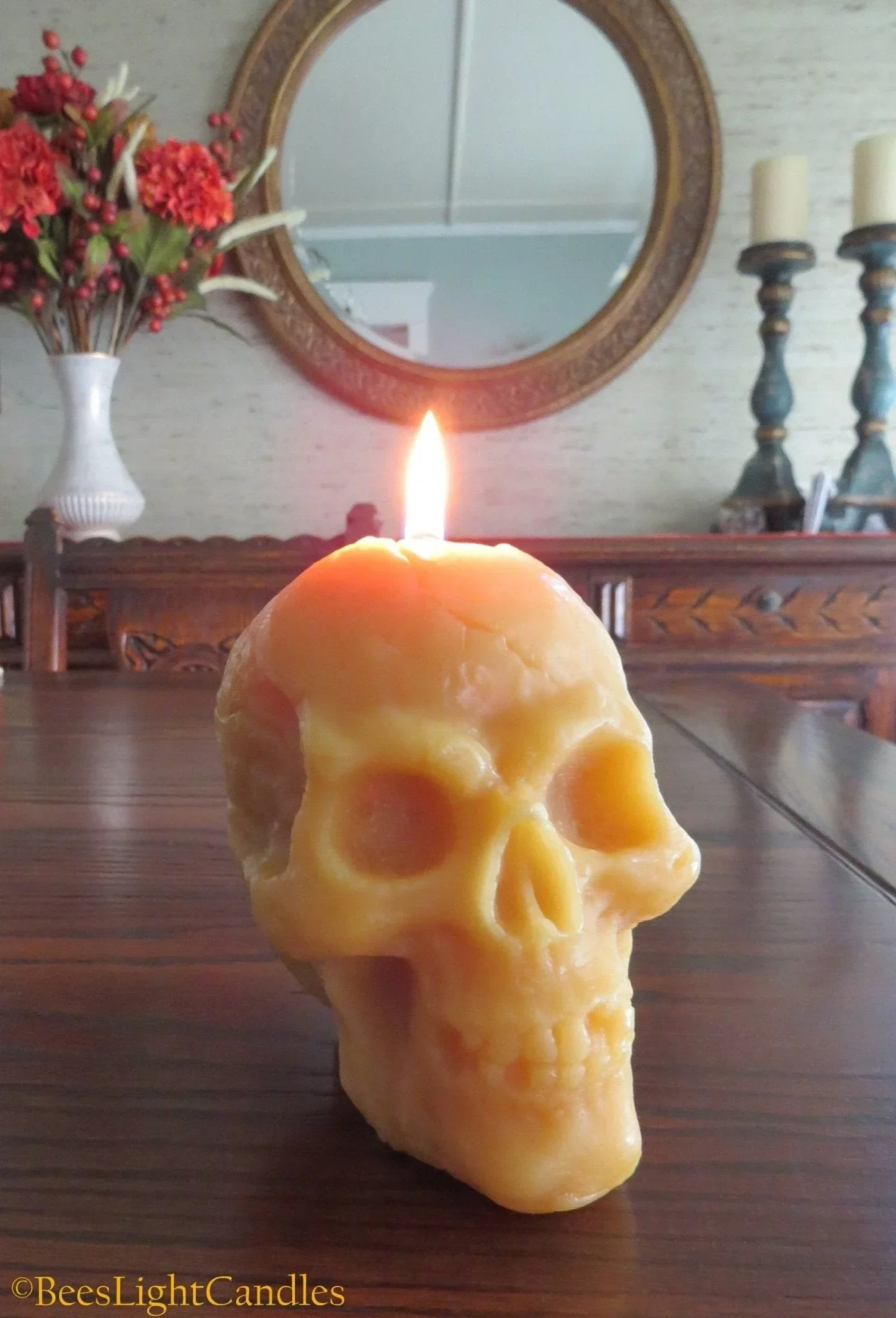 Large Skull Beeswax Candle (White or Yellow) - Image 4