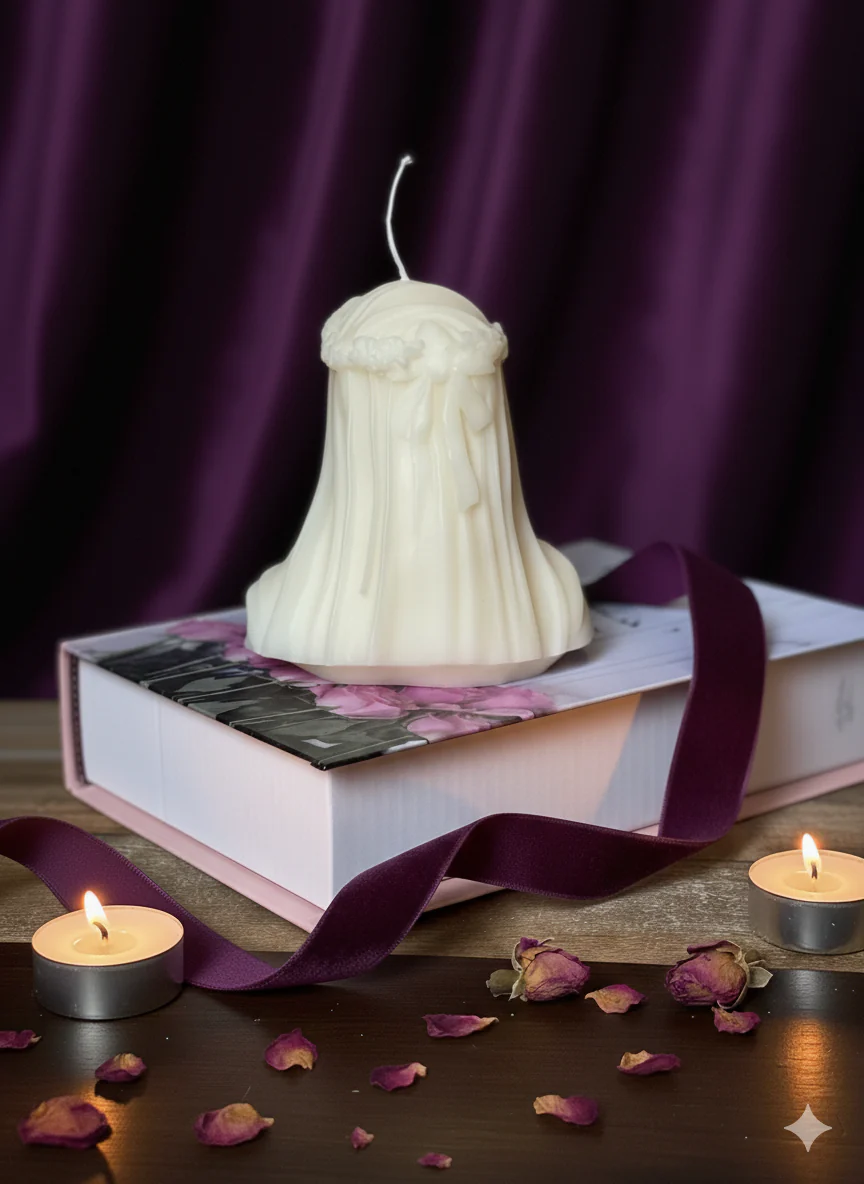Large Veiled Lady Sculpture Candle - Image 3