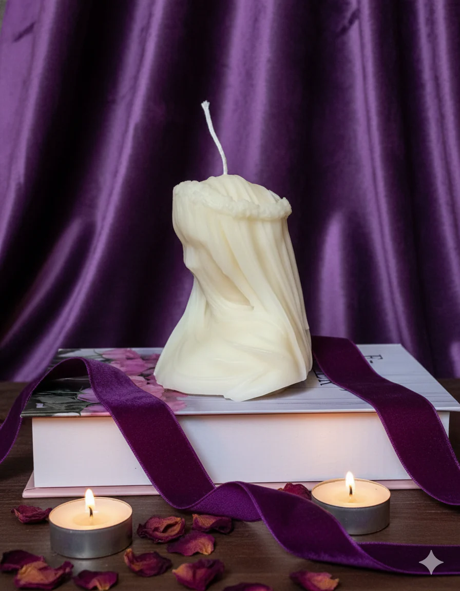 Large Veiled Lady Sculpture Candle - Image 2