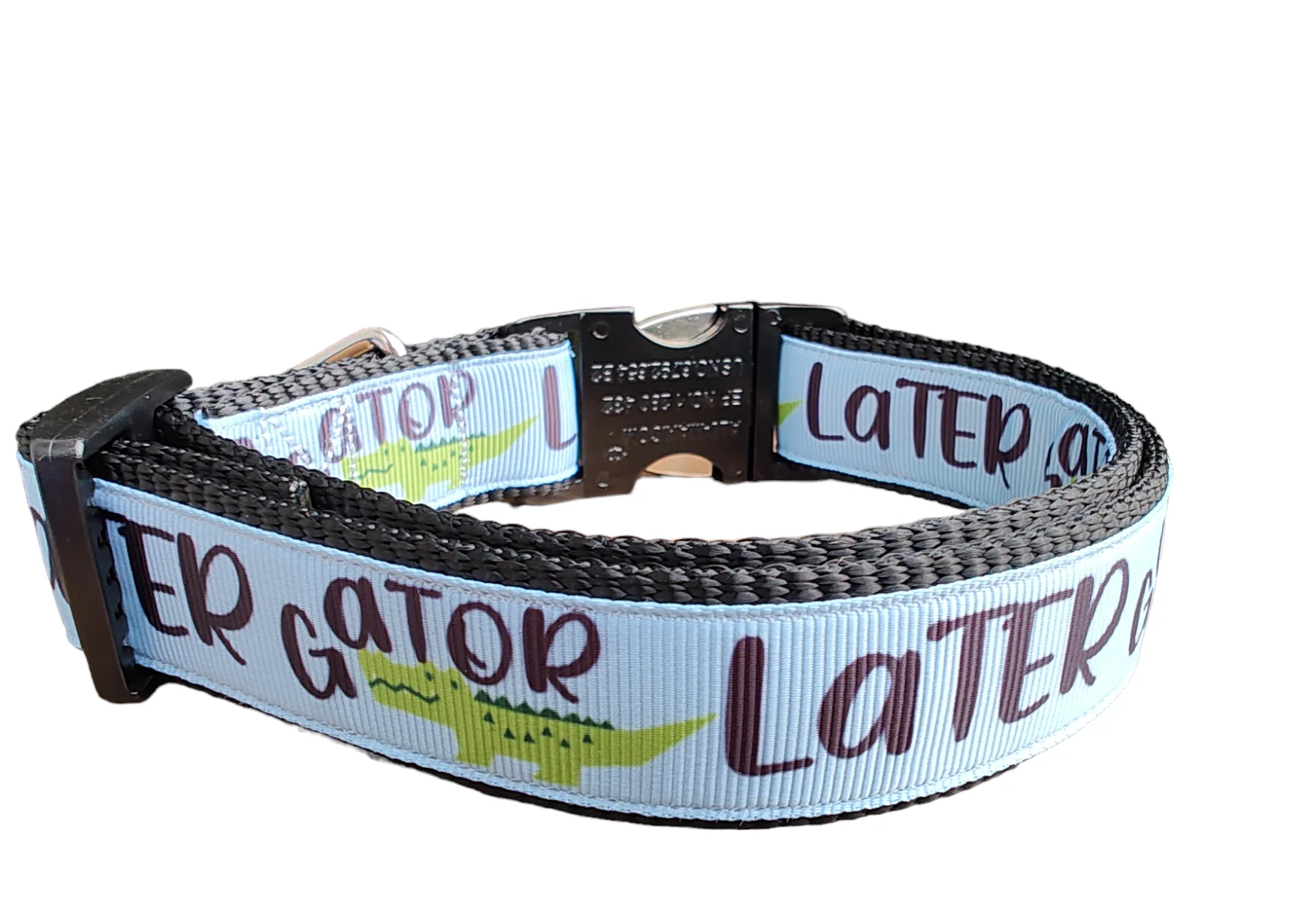 Later Gator Black Nylon Dog Collar MD, LG, XL, Leash - Image 2