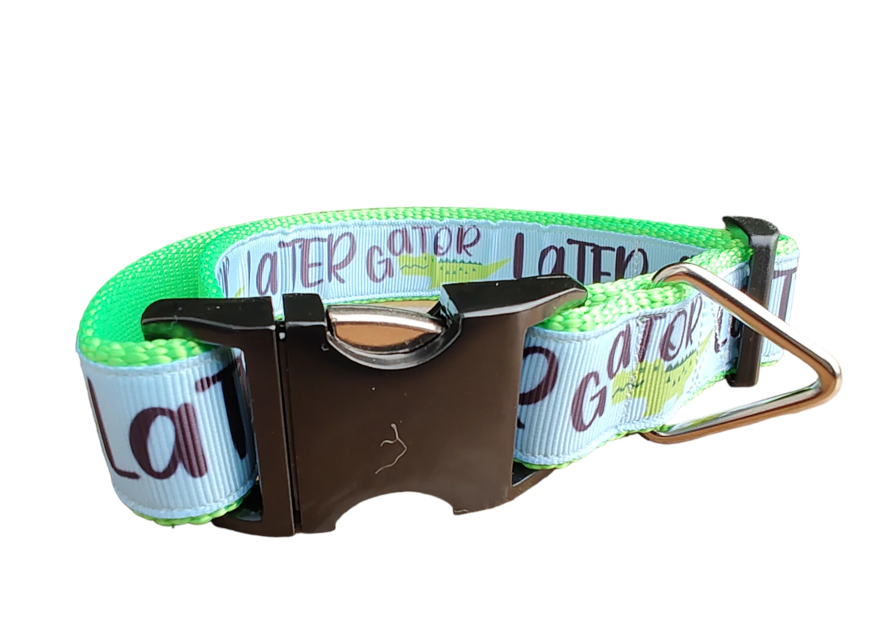 Later Gator Neon Green Nylon Dog Collar MD, LG, XL, Leash, Martingale - Image 2