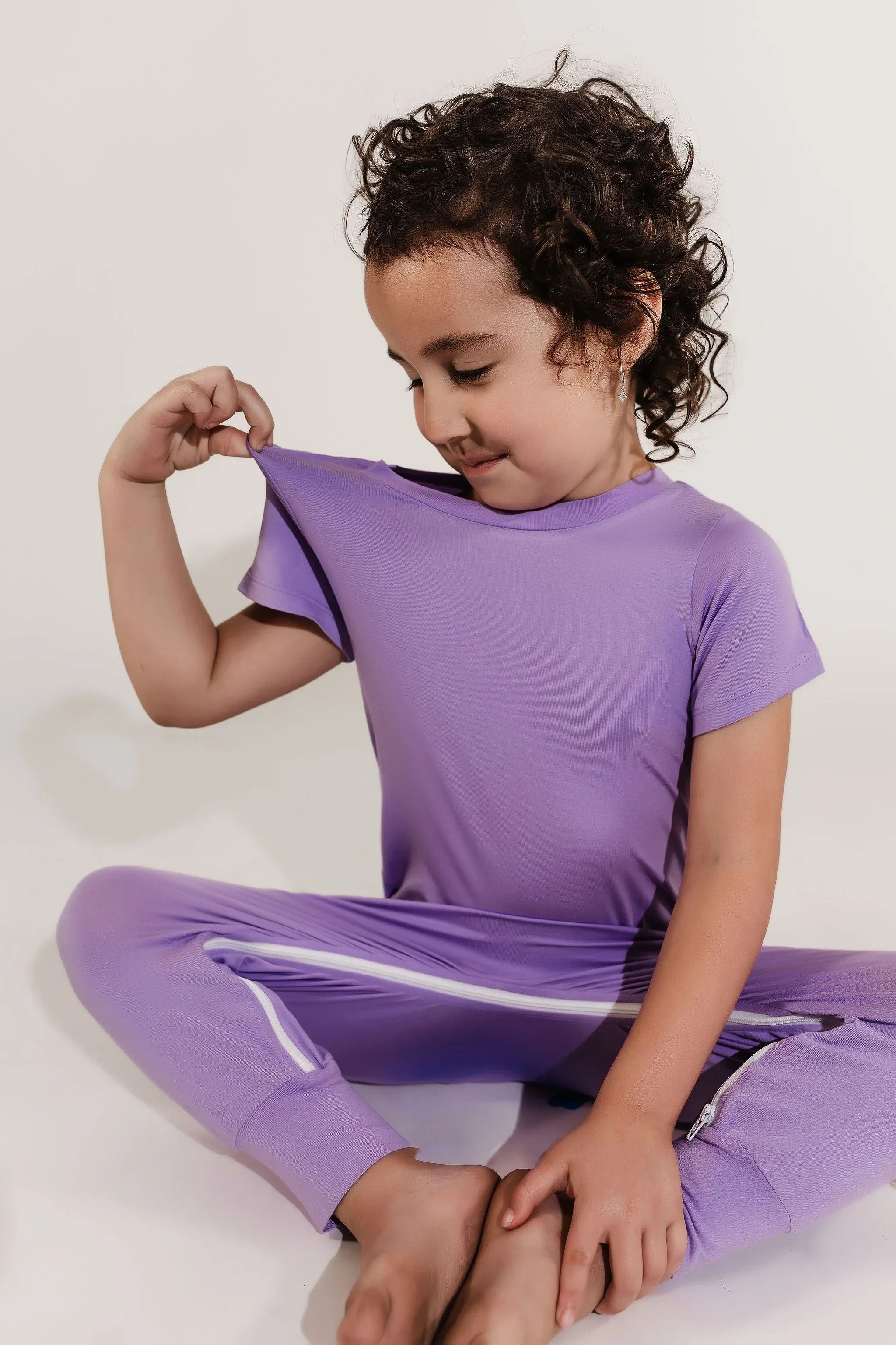 Lavender Bamboo Lyocell Zip Romper - Image 2