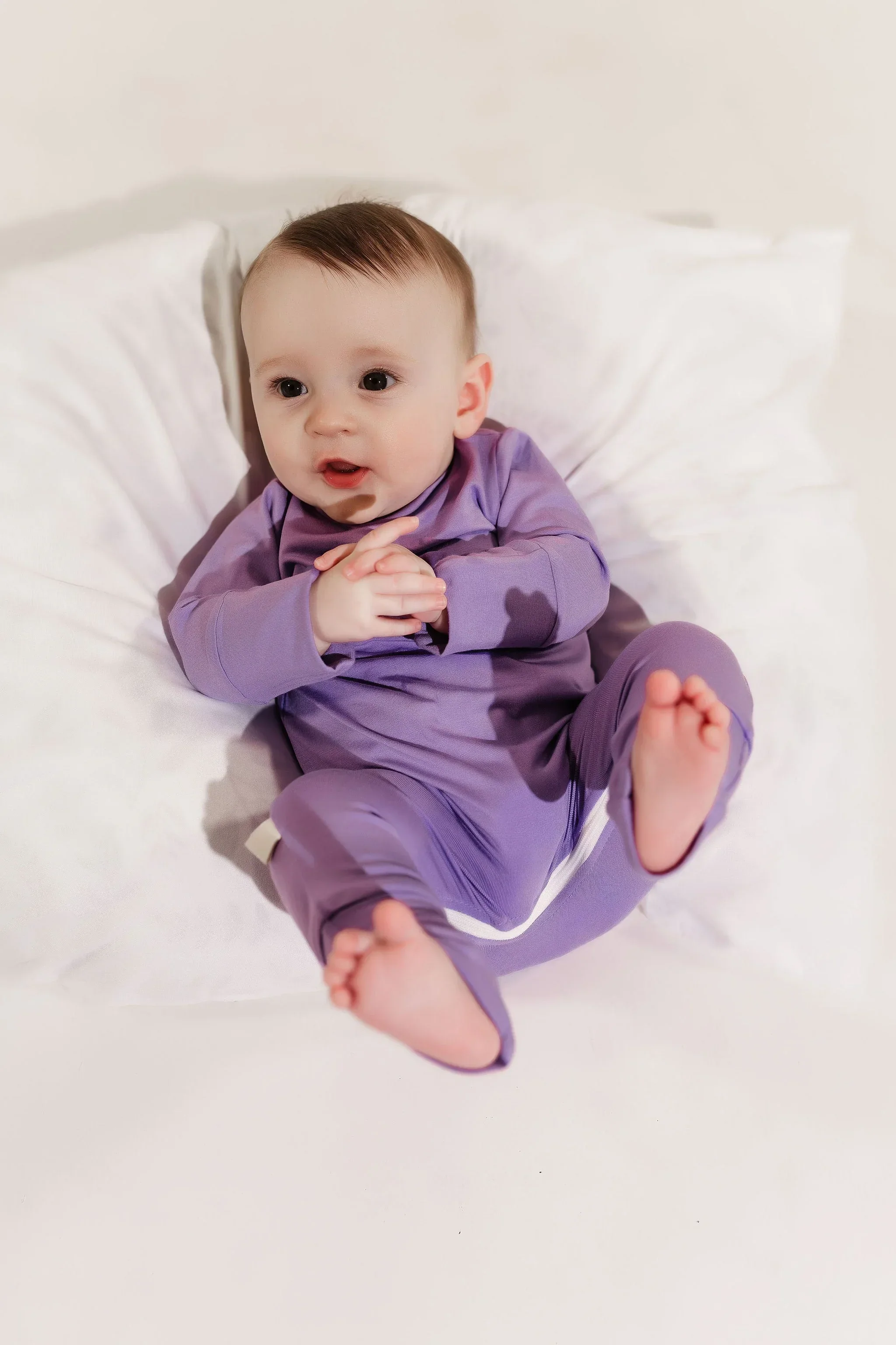 Lavender Bamboo Lyocell Zip Romper - Image 3