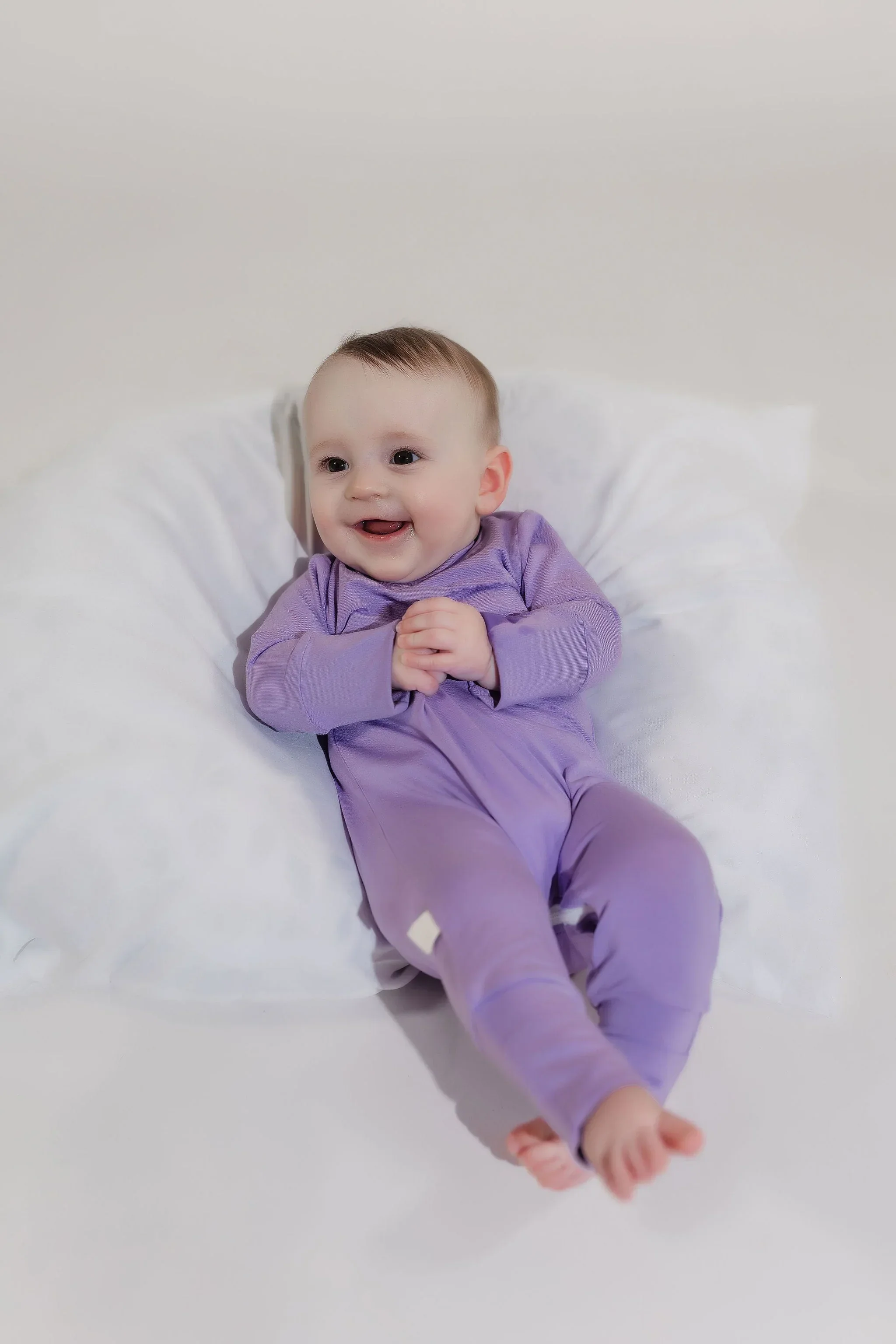 Lavender Bamboo Lyocell Zip Romper - Image 4