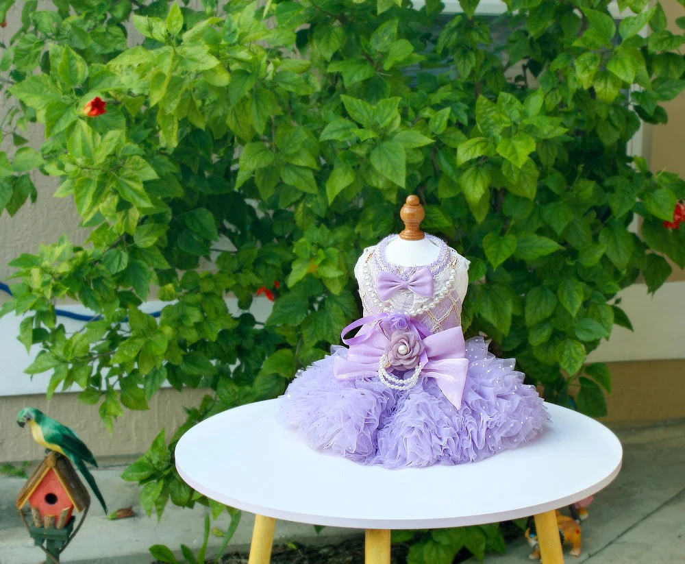 Lavender Pearl Pet Princess Dress For Dog Cat - Image 3