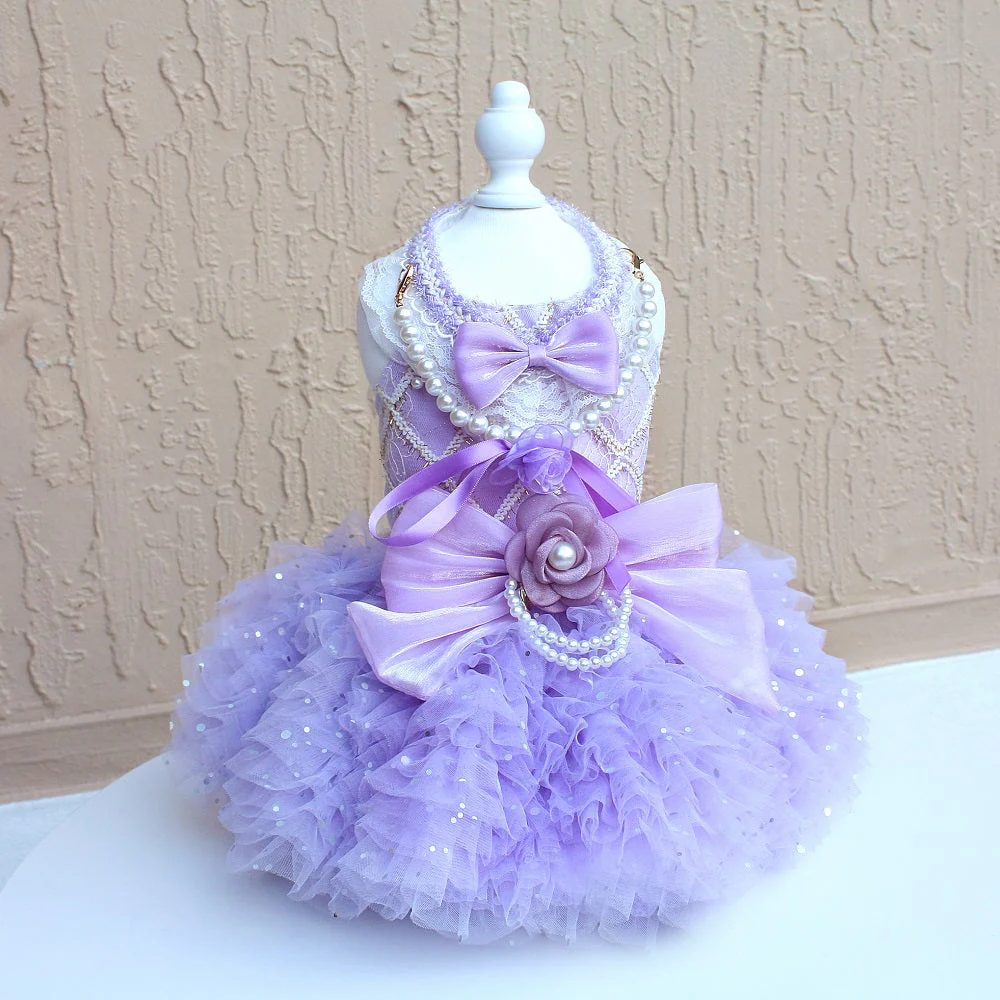 Lavender Pearl Pet Princess Dress For Dog Cat - Image 5