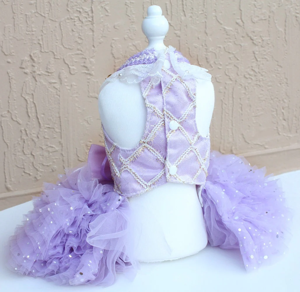 Lavender Pearl Pet Princess Dress For Dog Cat - Image 6