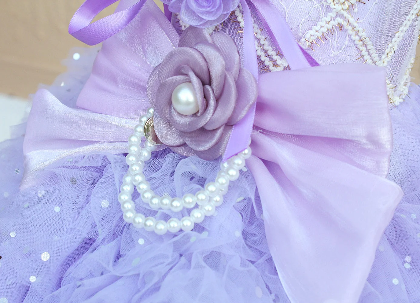 Lavender Pearl Pet Princess Dress For Dog Cat - Image 7