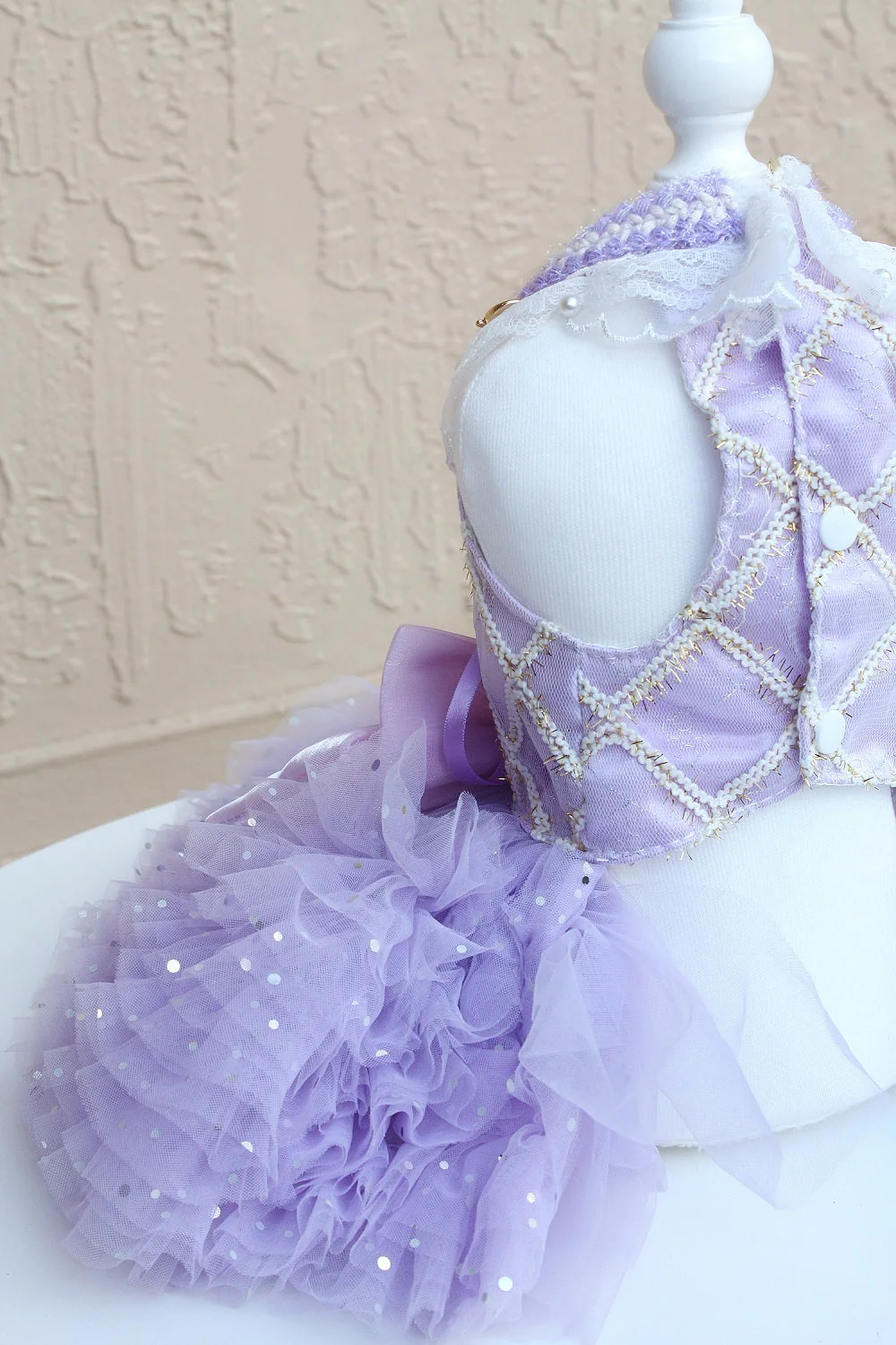 Lavender Pearl Pet Princess Dress For Dog Cat - Image 8