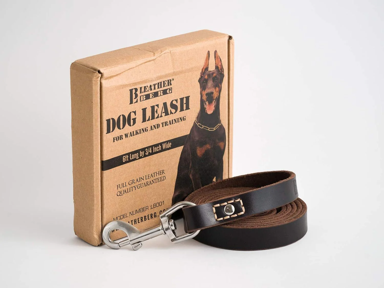 Leather Dog Training Leash - Brown 6 Foot - Image 2