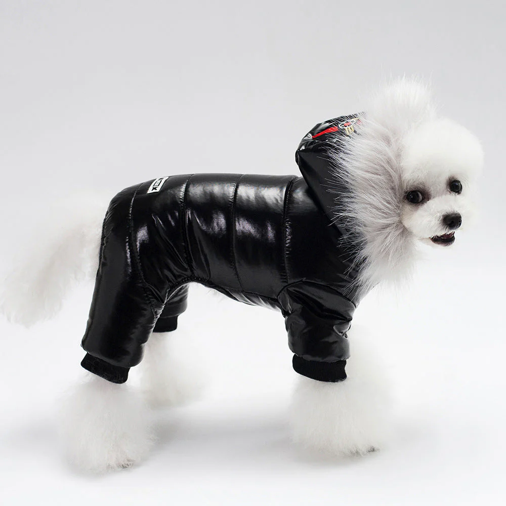 Leather Hooded Thickened Dog Jacket - Image 2
