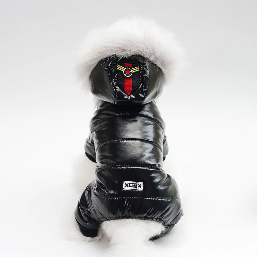 Leather Hooded Thickened Dog Jacket - Image 4
