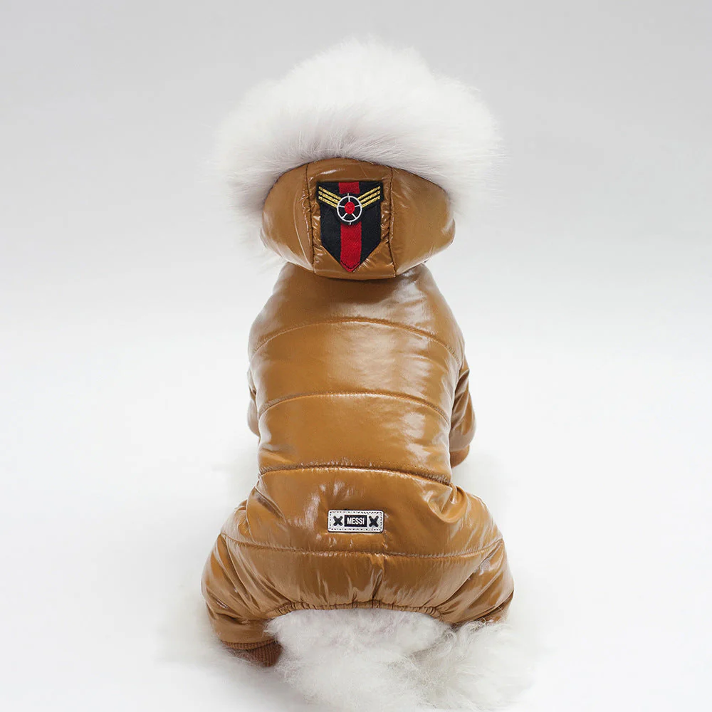 Leather Hooded Thickened Dog Jacket - Image 5
