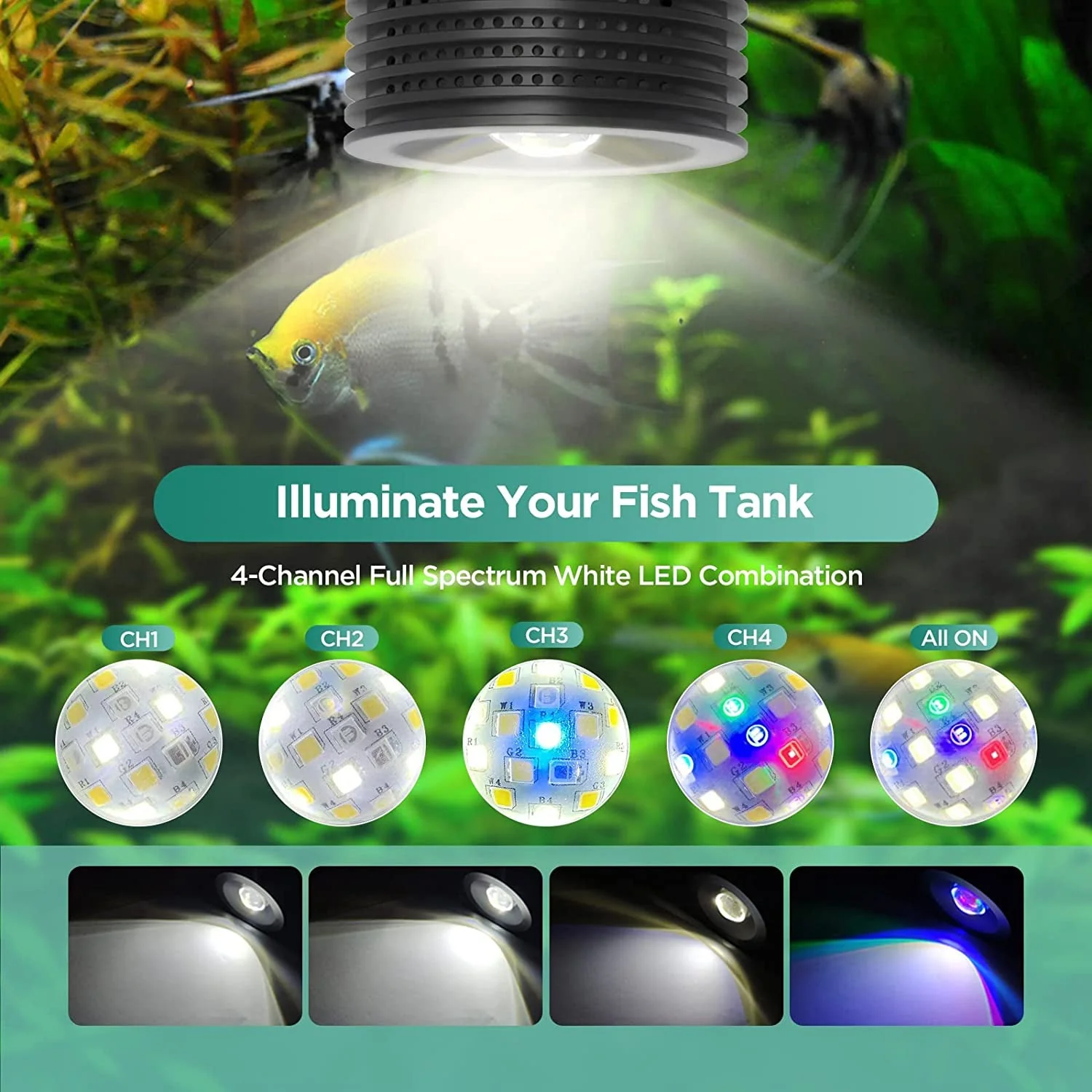 LED Aquarium Light, Planted Tank Light 4 Channels Remote Control - Image 2