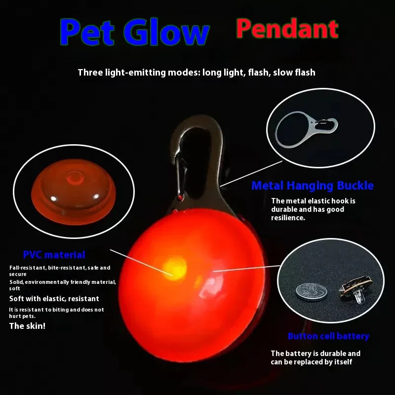 Led Luminous Dog Cat Collar Glowing Pendant Pet Leads Glow Accessories Bright Necklace Luminous Collar Night Safety Decoration - Image 4