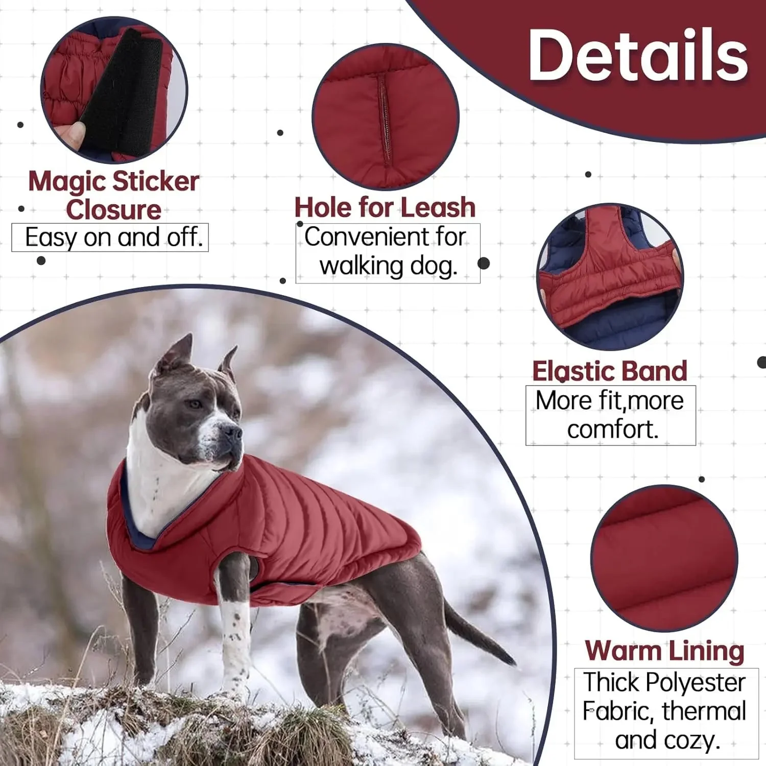 Lelepet Waterproof Reversible Dog Coat – Winter Puffer Vest, 2-in-1, XS-3X - Image 3