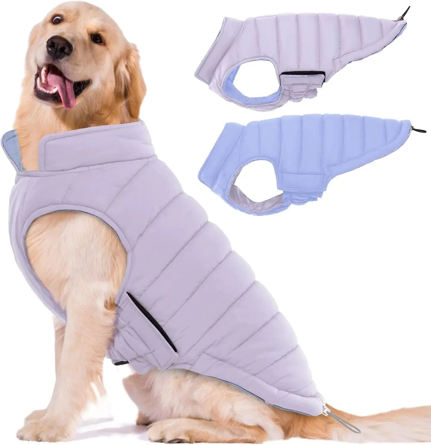 Lelepet Waterproof Reversible Dog Coat – Winter Puffer Vest, 2-in-1, XS-3X - Image 9