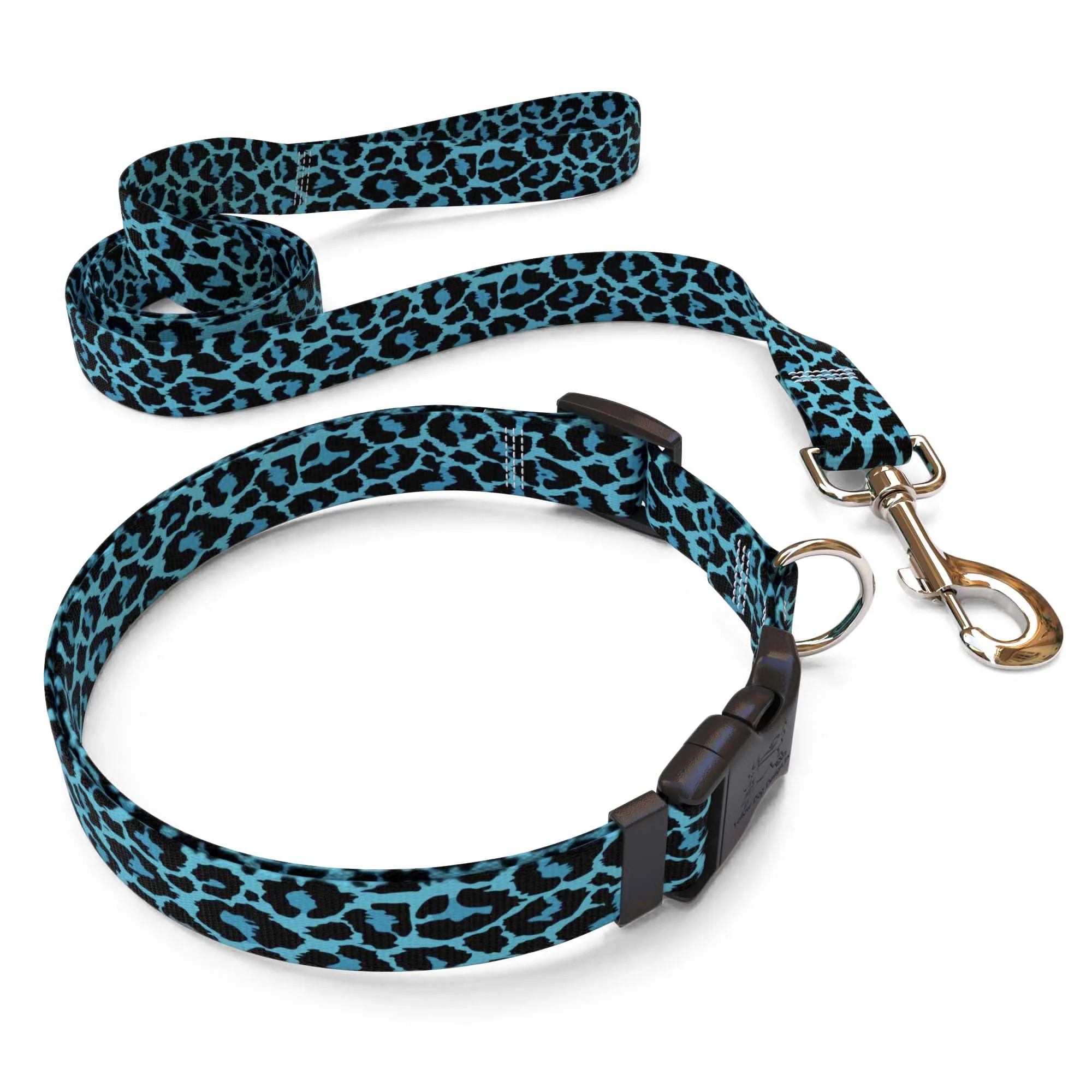 Leopard Teal Dog Collar - Image 4