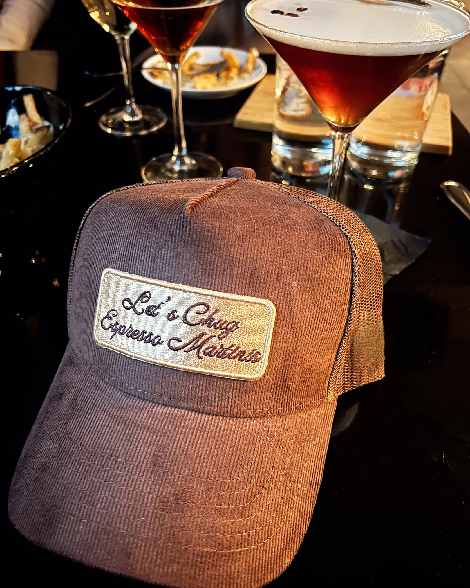 Let's Chug Espresso Martinis - Brown Corduroy Trucker Hat - Image 3