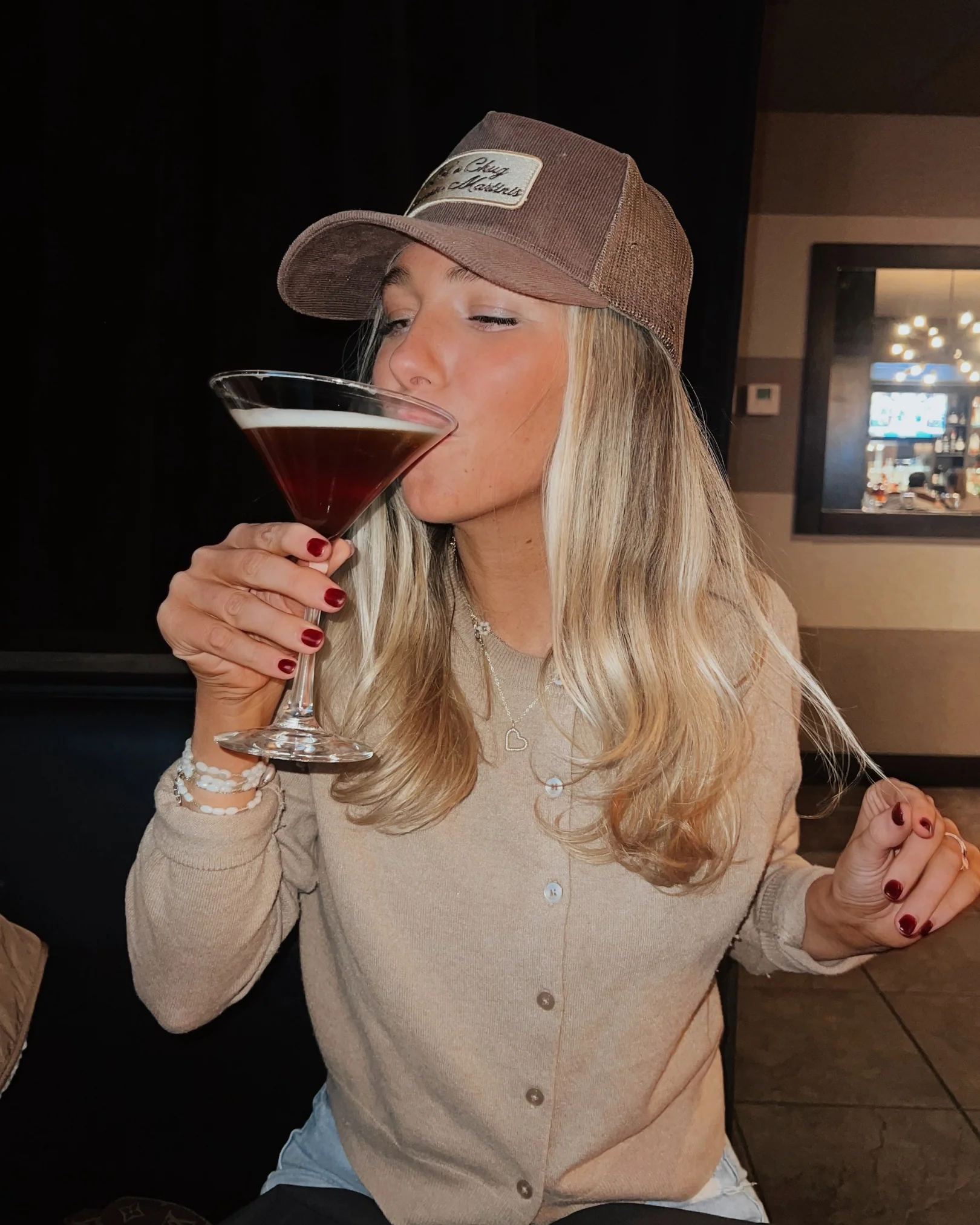 Let's Chug Espresso Martinis - Brown Corduroy Trucker Hat - Image 6