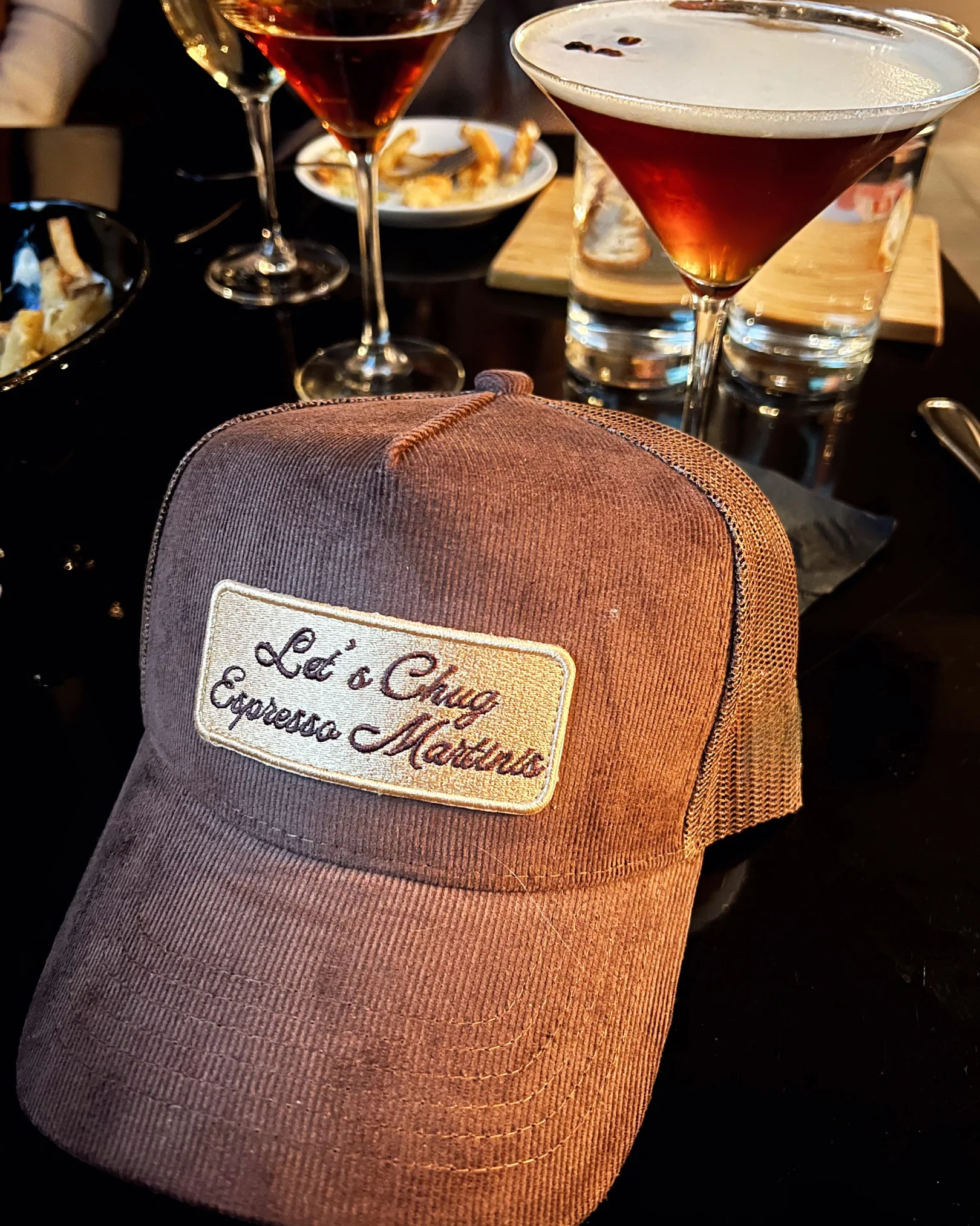 Let's Chug Espresso Martinis - Brown Corduroy Trucker Hat - Image 7