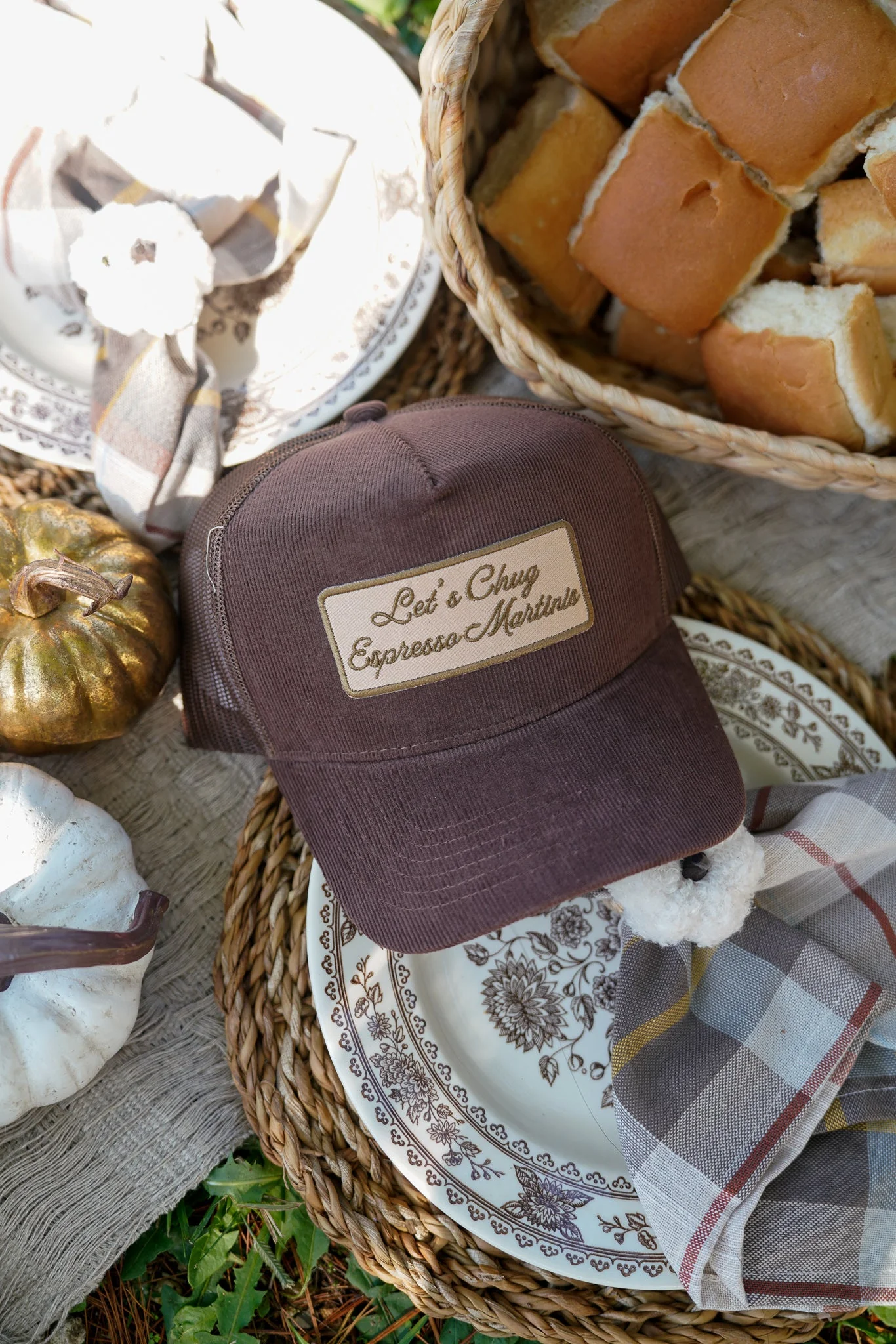 Let's Chug Espresso Martinis - Brown Corduroy Trucker Hat - Image 8