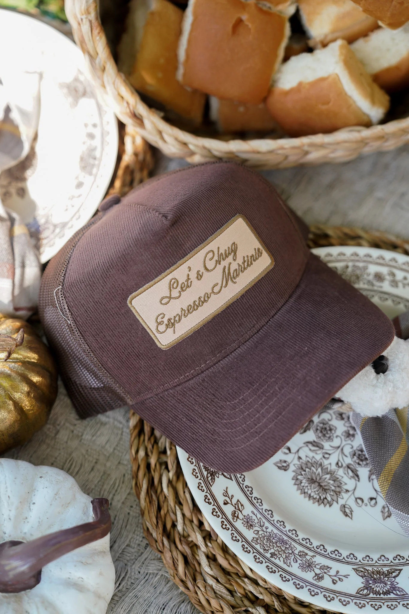 Let's Chug Espresso Martinis - Brown Corduroy Trucker Hat - Image 9
