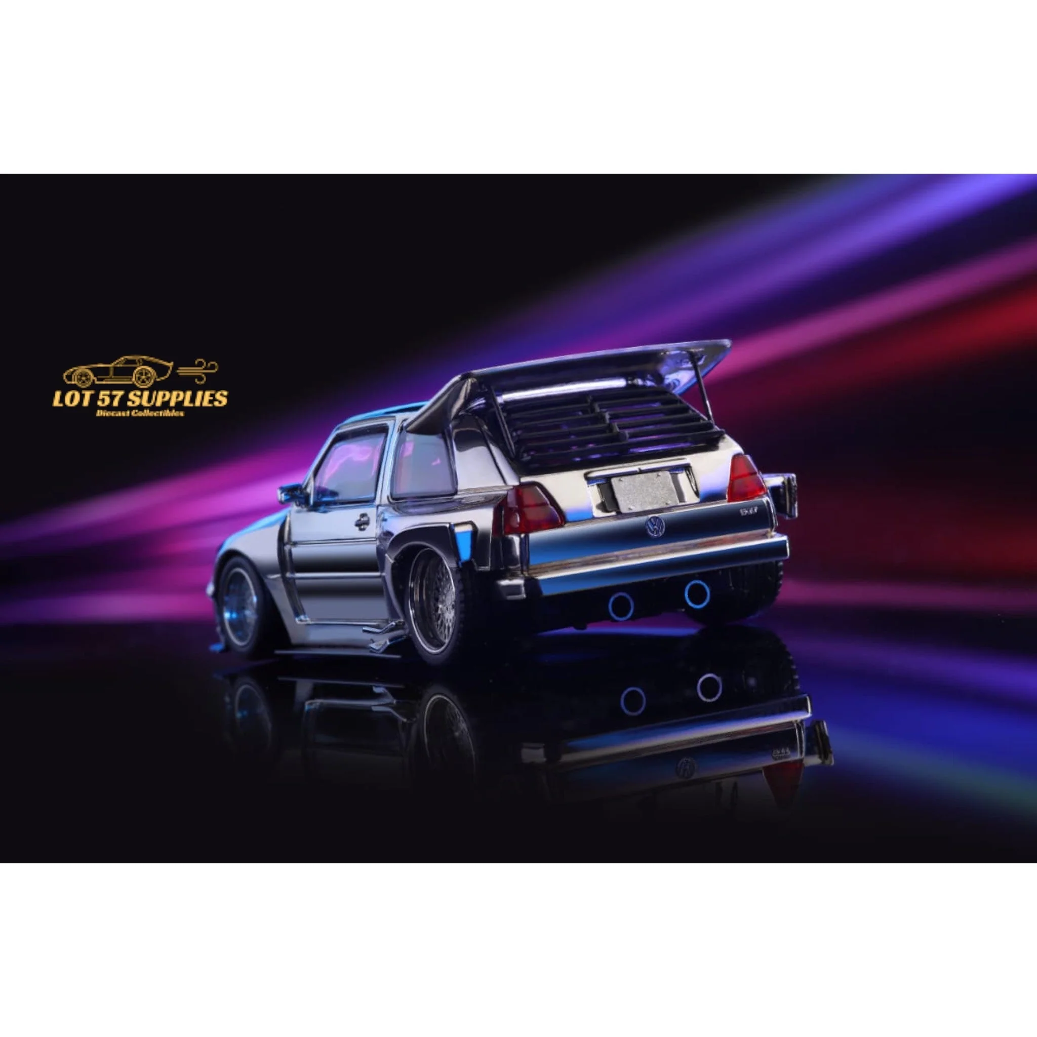 Liberty64 Volkswagen VW MK2 Widebody Silver Chrome 1:64 - Image 2