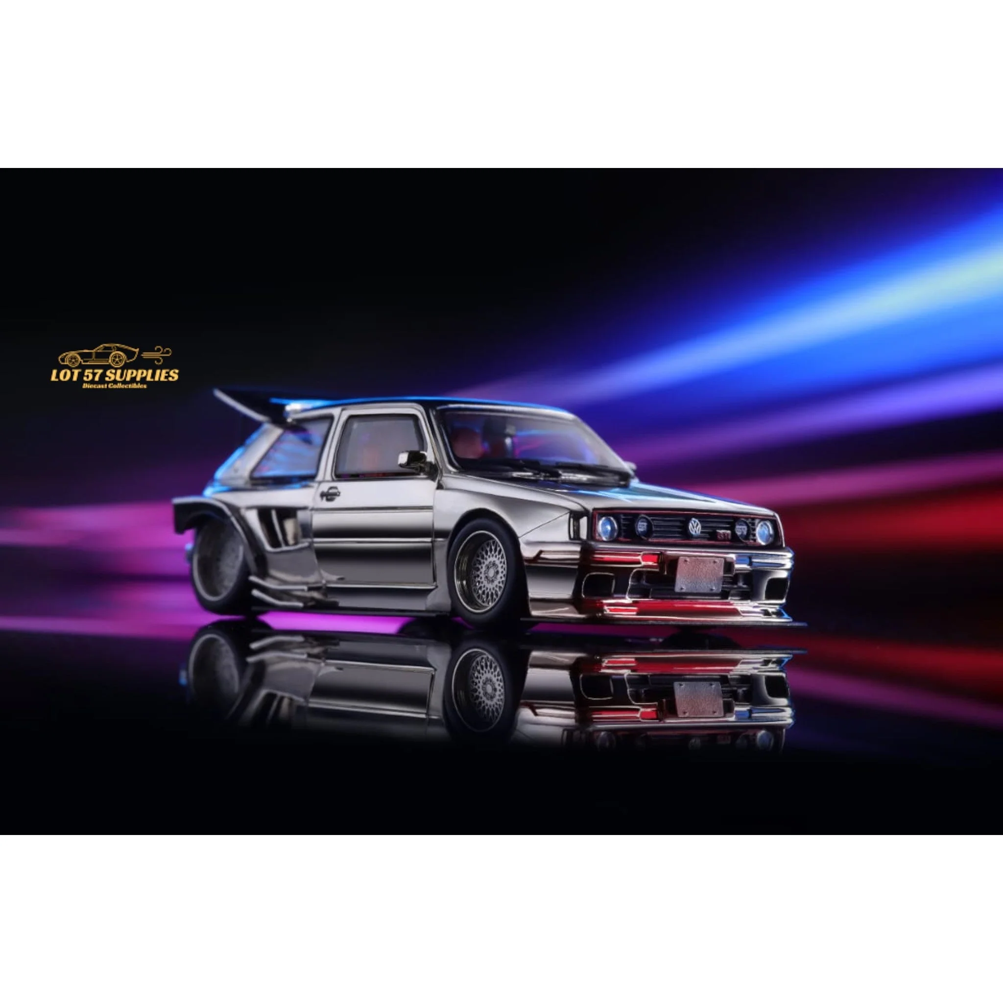 Liberty64 Volkswagen VW MK2 Widebody Silver Chrome 1:64 - Image 3