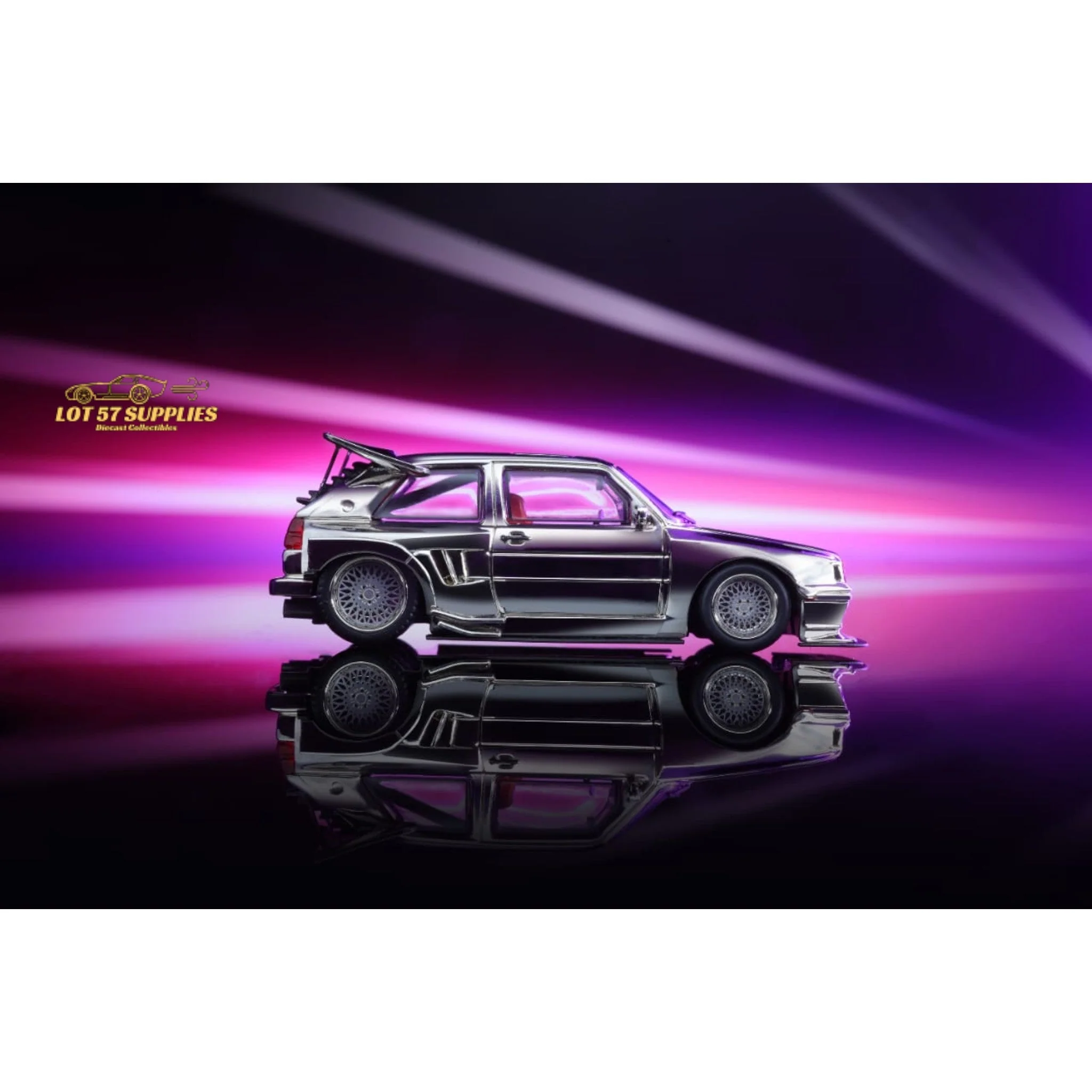 Liberty64 Volkswagen VW MK2 Widebody Silver Chrome 1:64 - Image 4