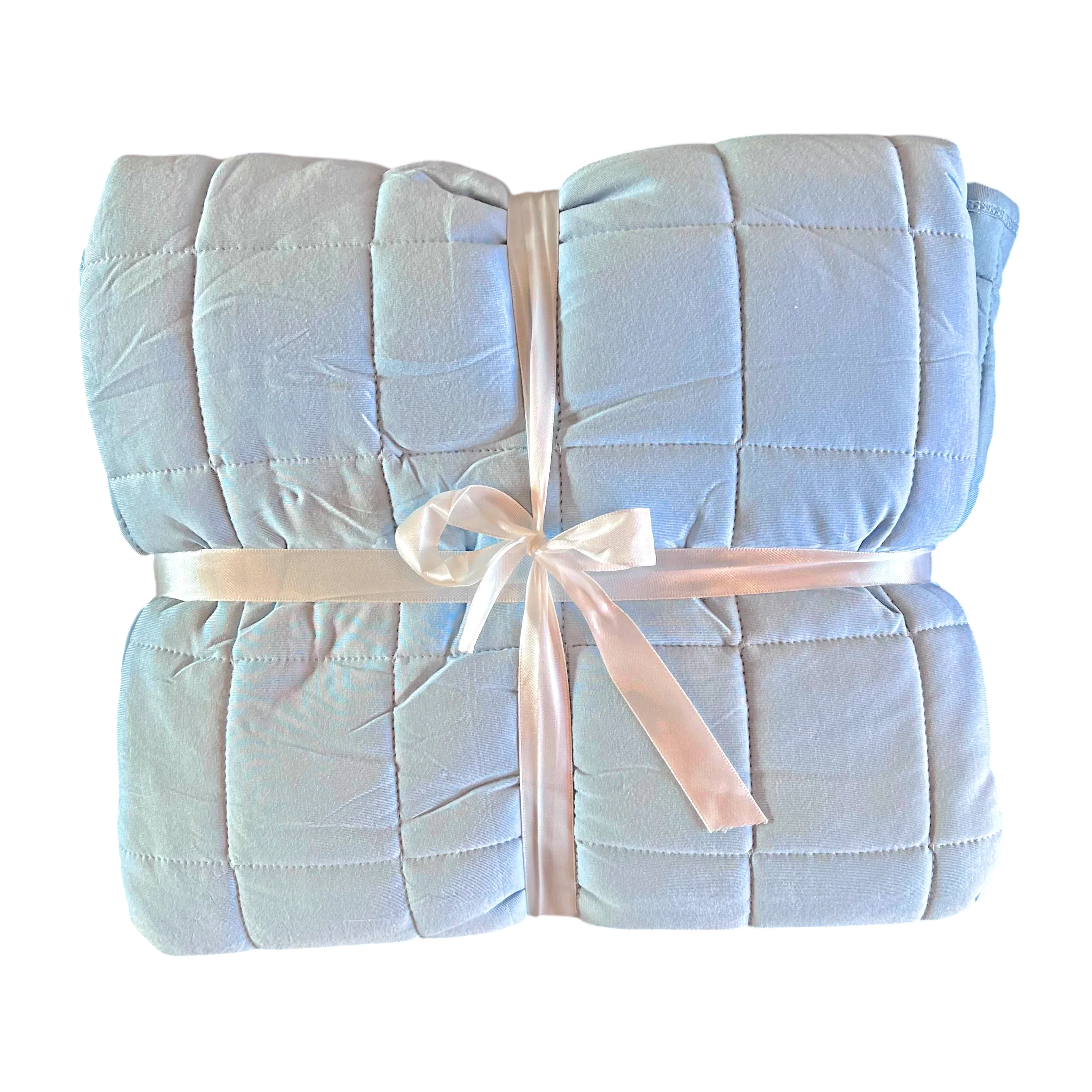 Light Blue Quilted Bamboo Blanket - Image 4