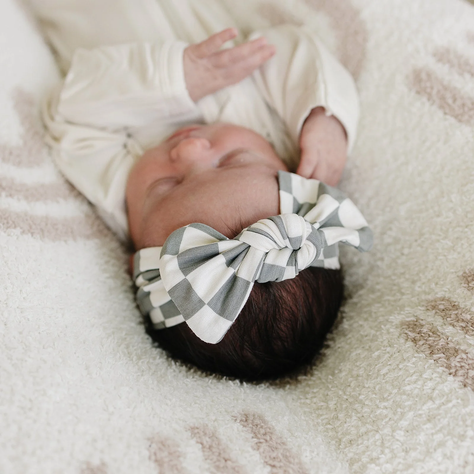Light Green Checkered Bamboo Head Wrap - Image 2